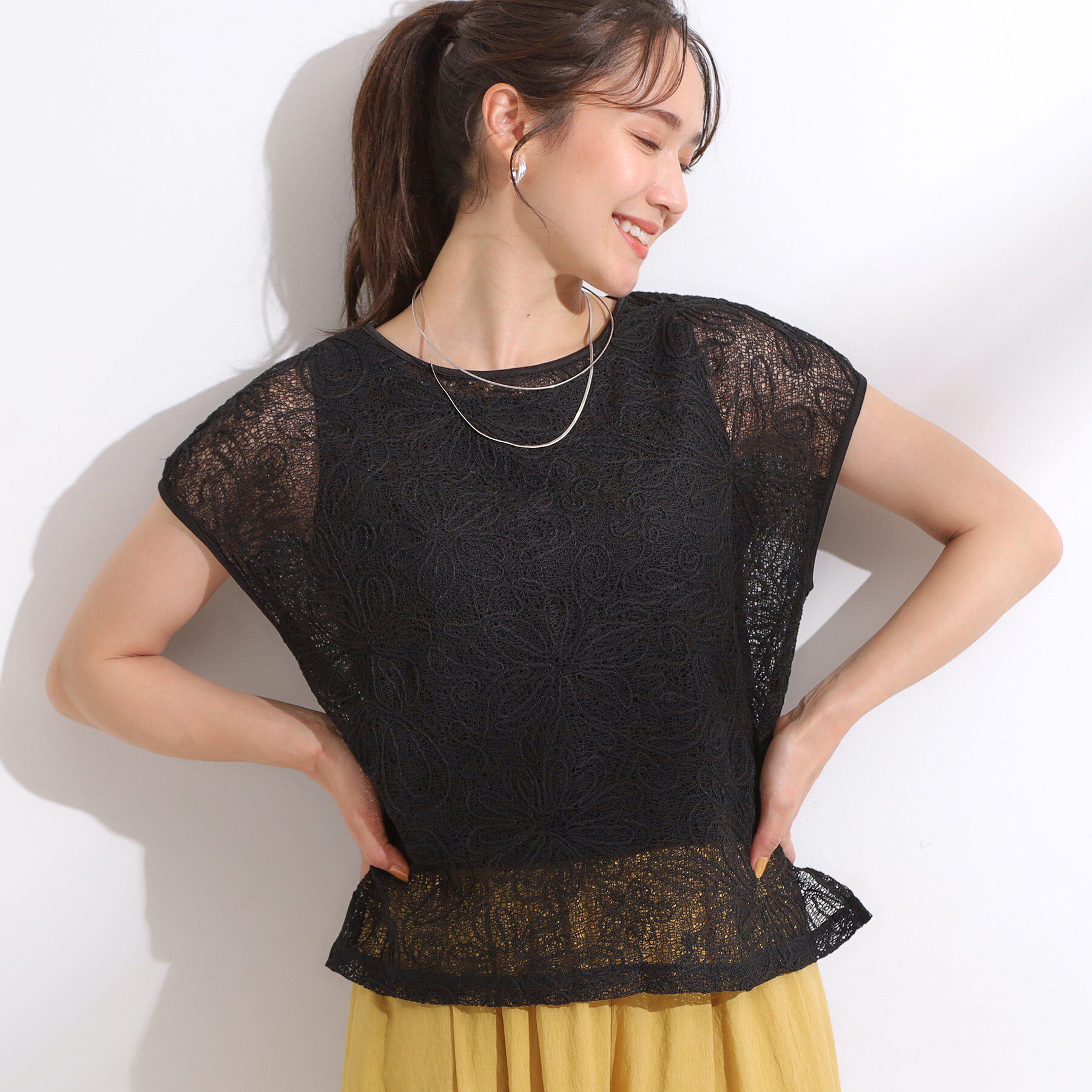 SHOO･LA･RUE「【2点セット】刺繍レーストップス」|その他|ブラック(019)