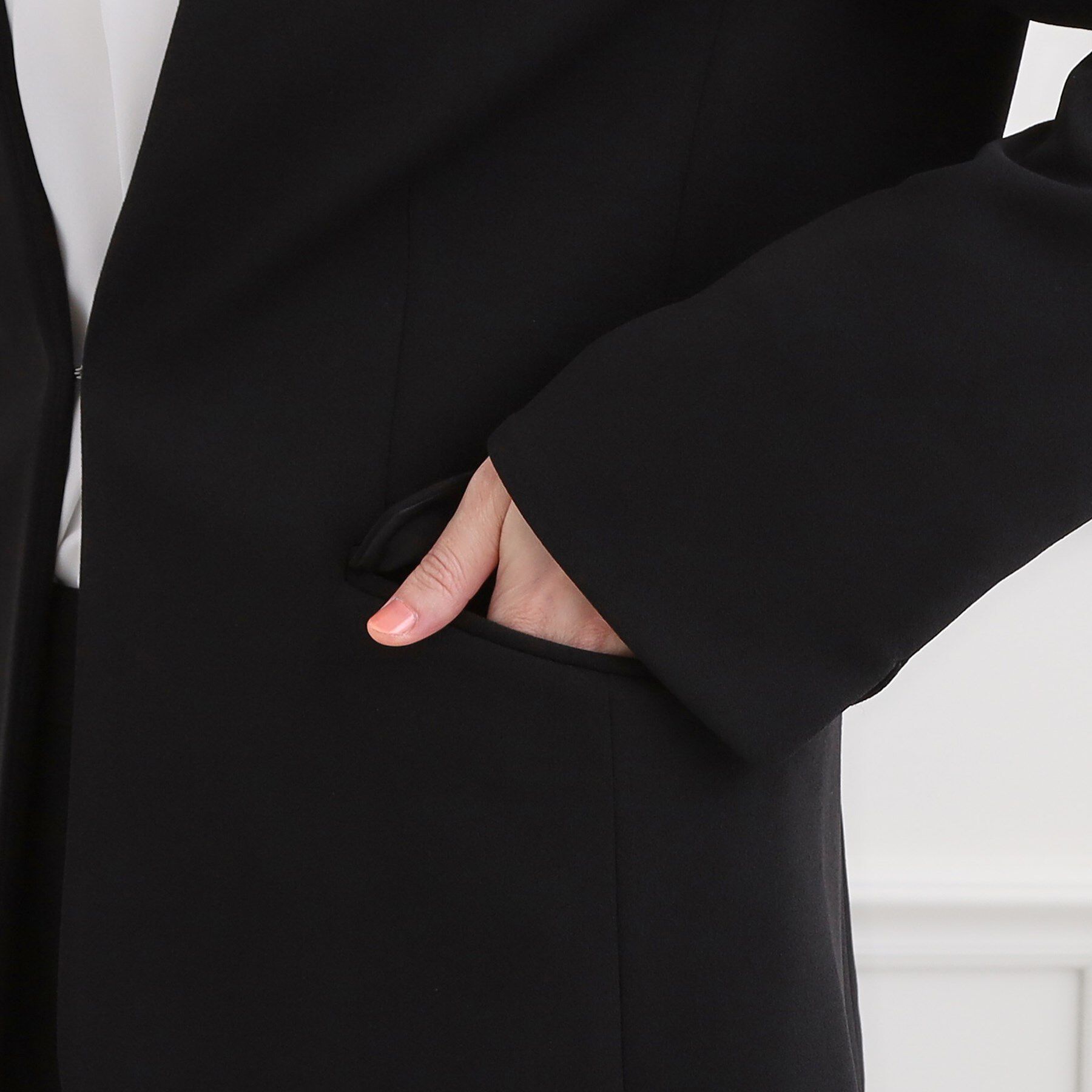 SHOO･LA･RUE「【洗濯機可/イージーケア/ストレッチ】きちんと楽に。カットジョーゼットジャケット」|ノーカラージャケット|