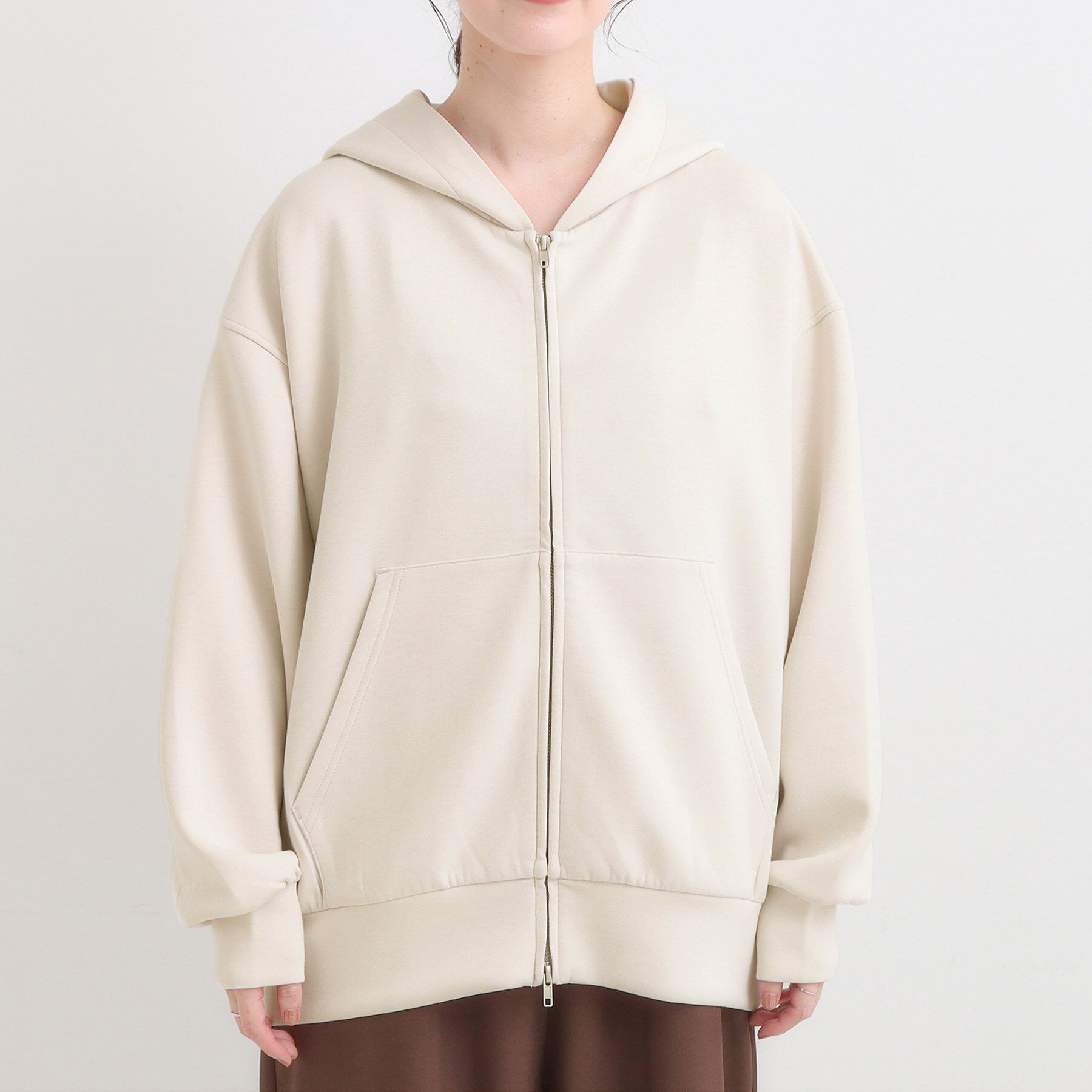 SHOO･LA･RUE「【S-LL】大人っぽく着られる ダンボールジップパーカ」|カーディガン|