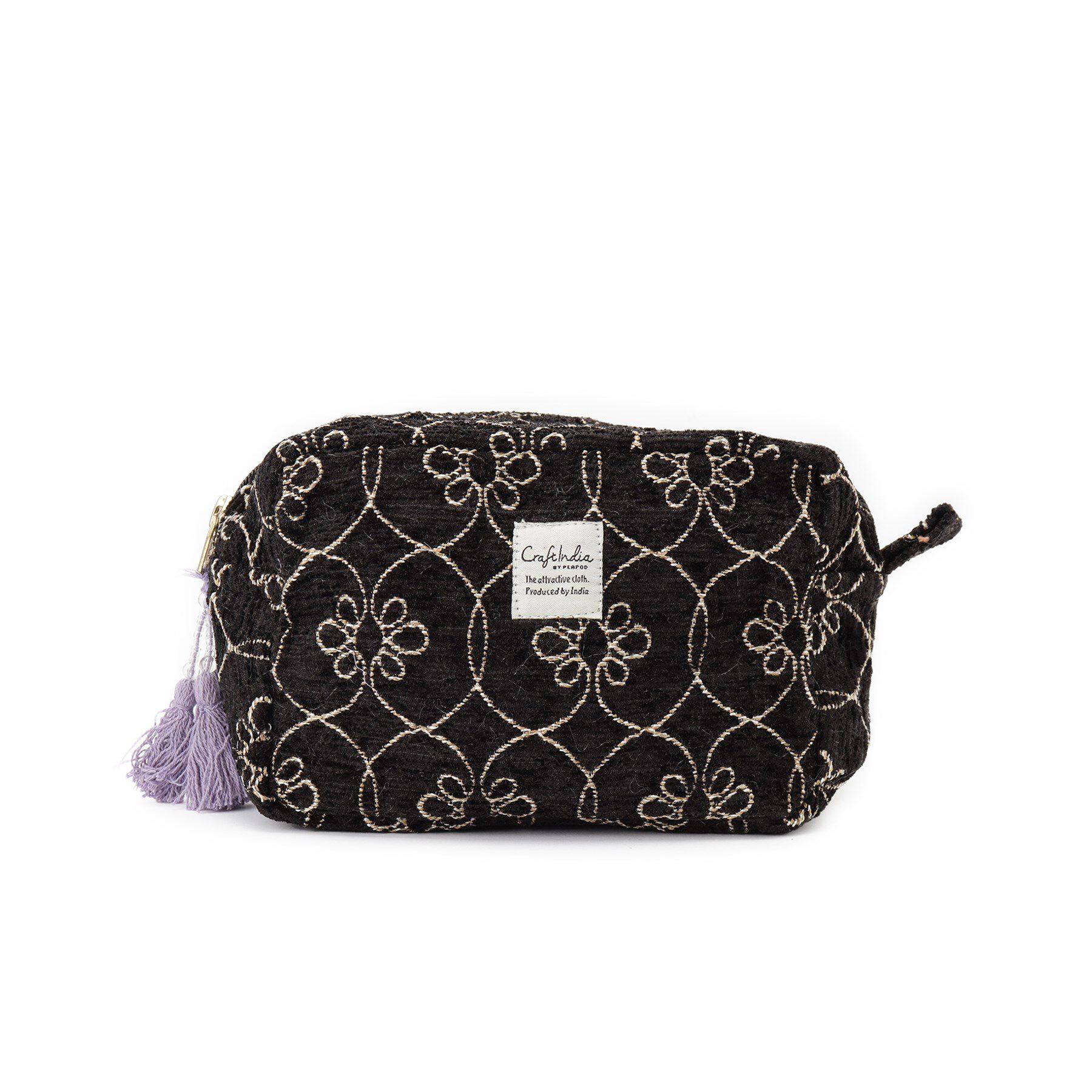 SHOO･LA･RUE「インド製ジャカードマチ付きポーチ」|ポーチ|ブラック(419)
