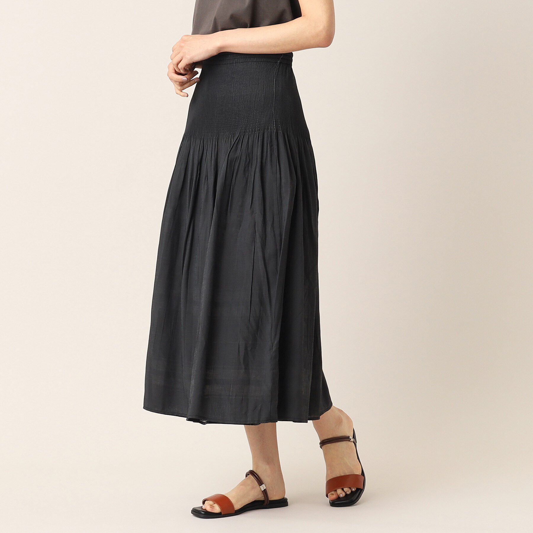 Dessin「【ウエストゴム・洗える】リバーシブルシャーリングスカート」|スカート|