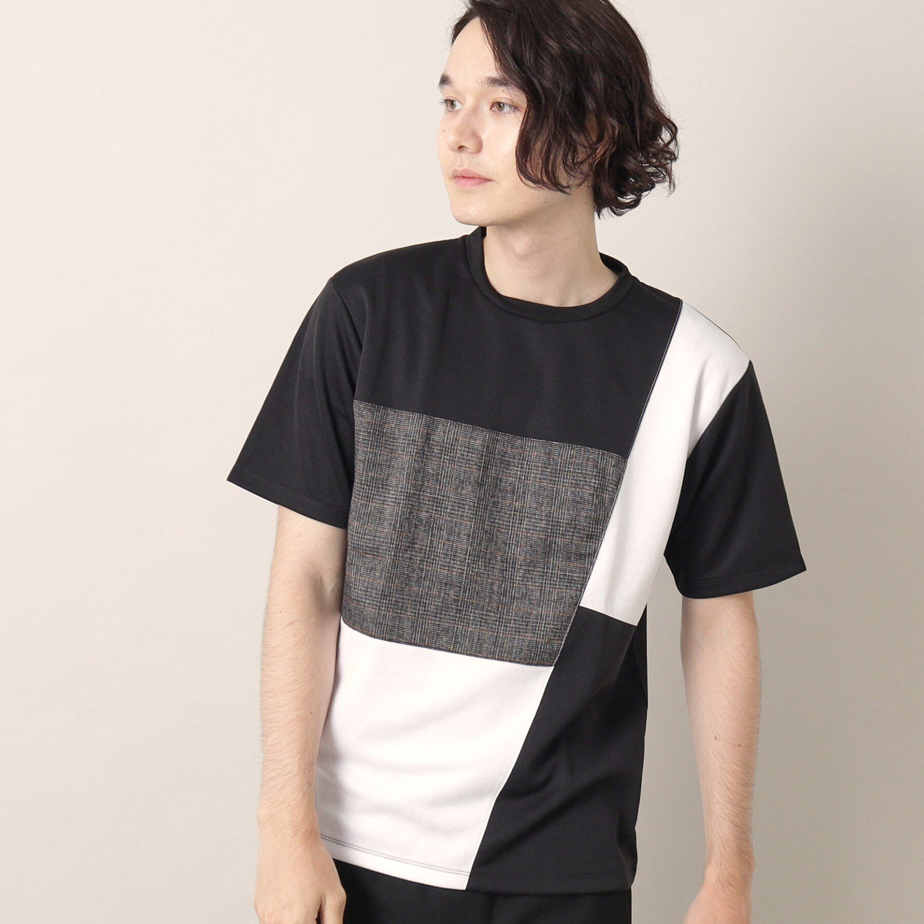 Dessin「ツイード切替ブロックTシャツ」|Tシャツ・カットソー|