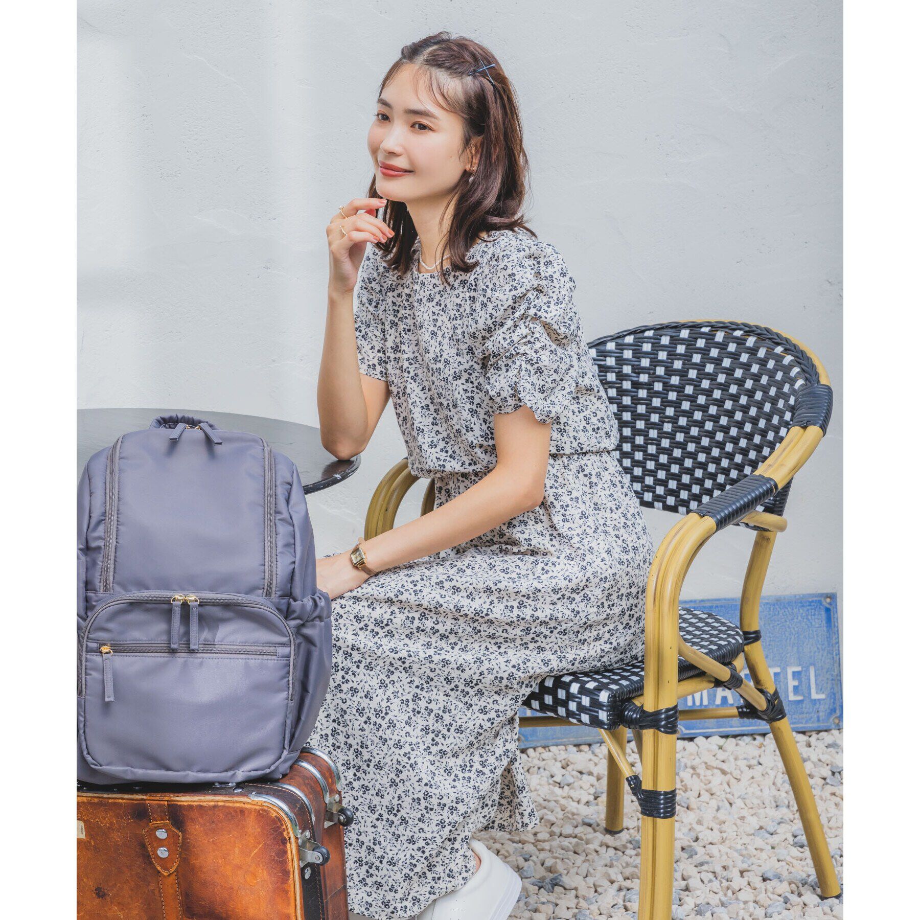 ITS&rsquo;DEMO「【ウエストゴム／二の腕カバー／手洗い可】単色花柄ワンピース」|ワンピース|