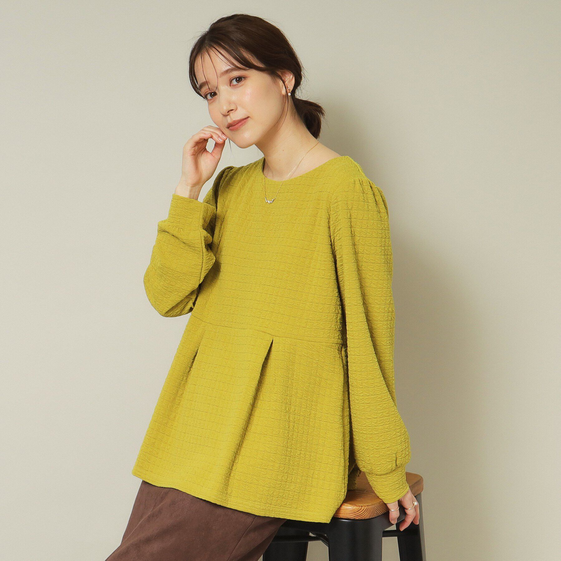 ITS&rsquo;DEMO「【通勤／手洗い可】ペプラムプルオーバー」|Tシャツ・カットソー|マスタード(033)