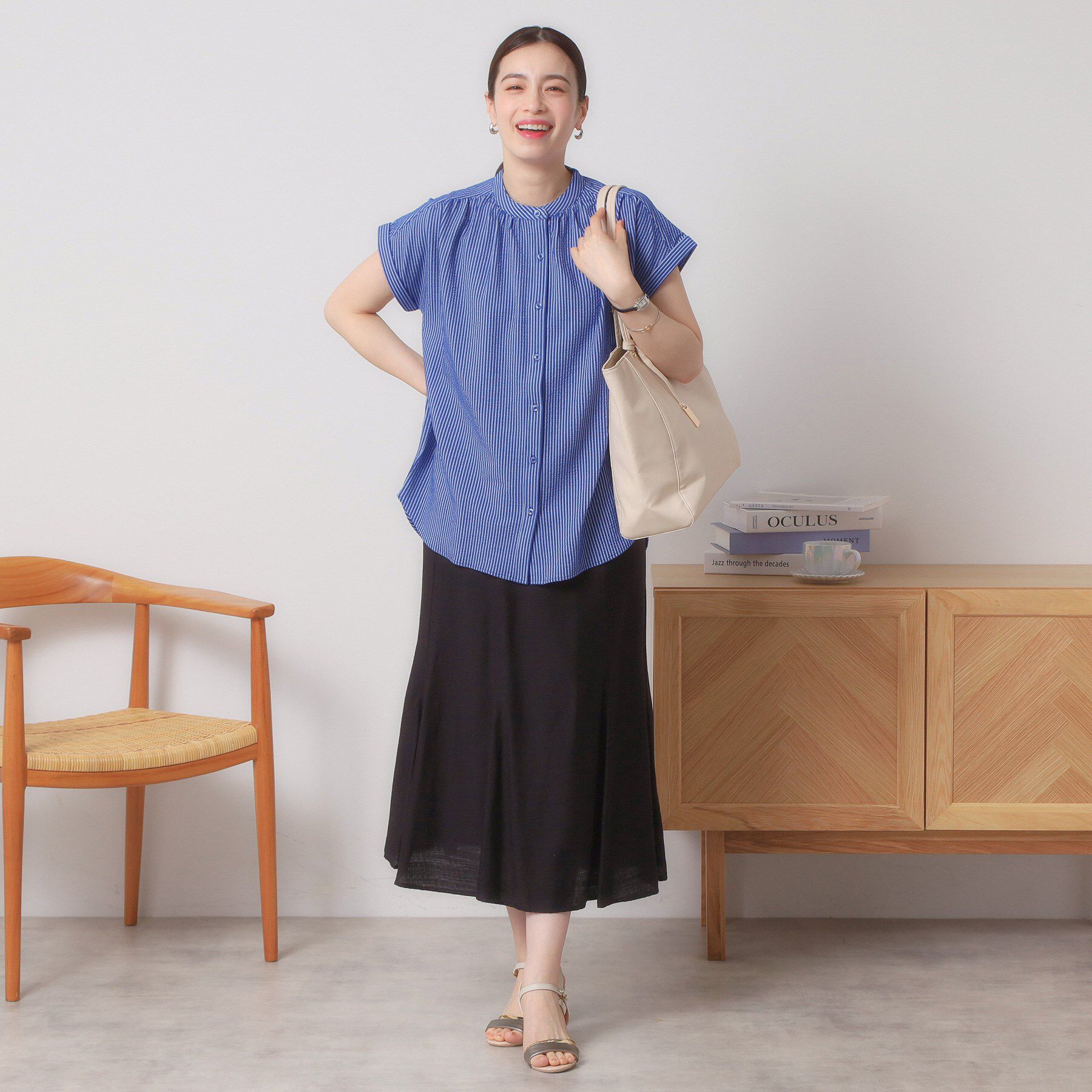 ITS&rsquo;DEMO「【洗濯機OK／洗濯後しわになりにくい】カットサッカー前開きプルオーバー」|シャツ・ブラウス|