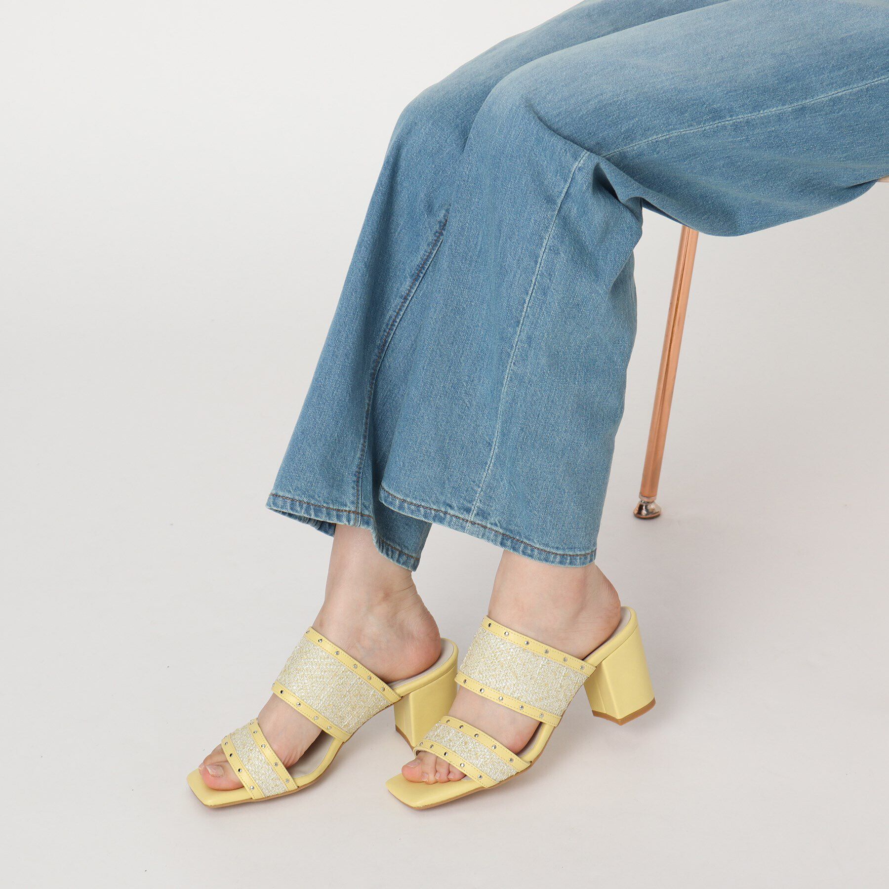 ESPERANZA「ツイードカシメスタッズミュールサンダル」|サンダル|