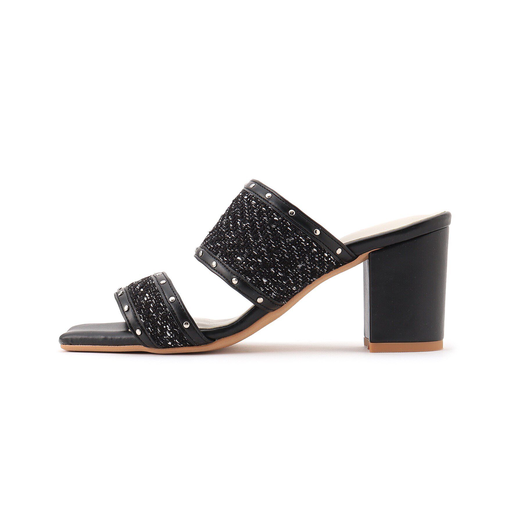 ESPERANZA「ツイードカシメスタッズミュールサンダル」|サンダル|