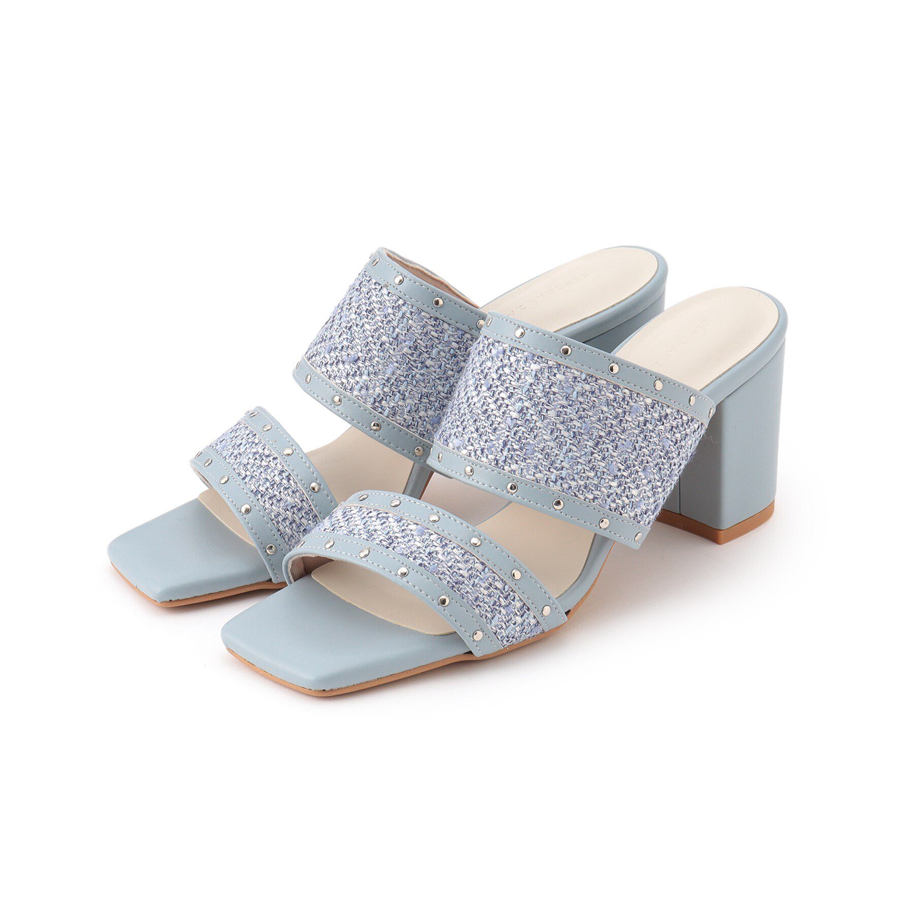 ESPERANZA「ツイードカシメスタッズミュールサンダル」|サンダル|ﾌﾞﾙｰ(992)