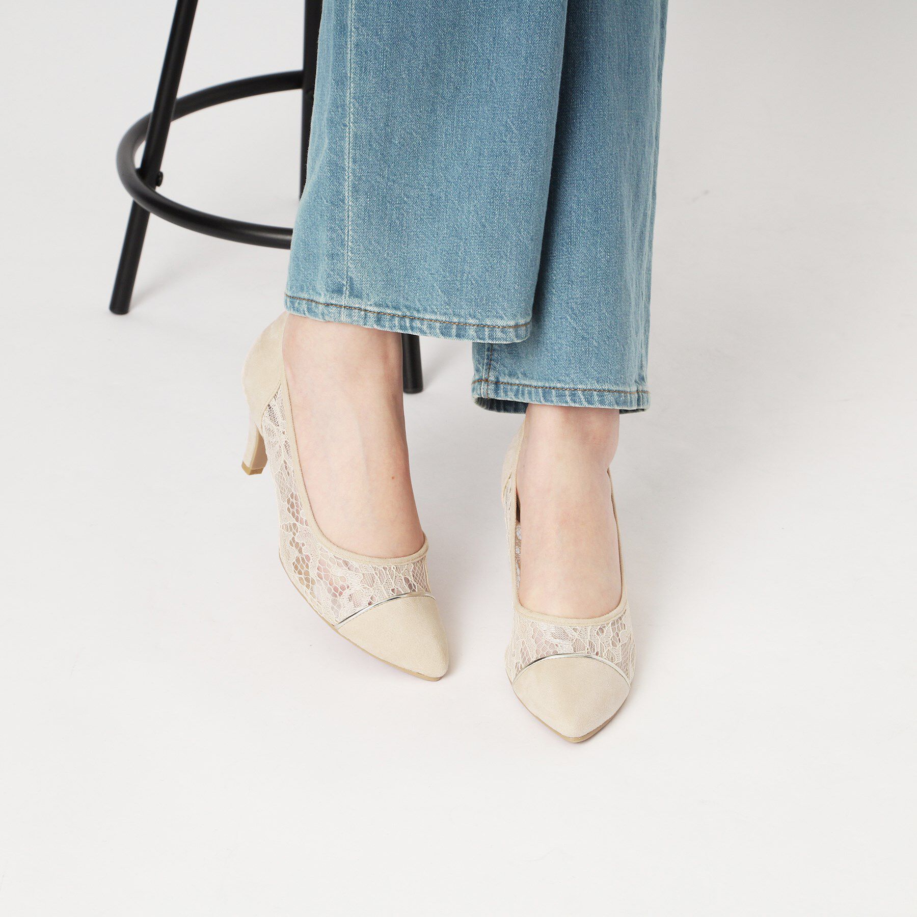 ESPERANZA「切替チュールレースパンプス」|パンプス|