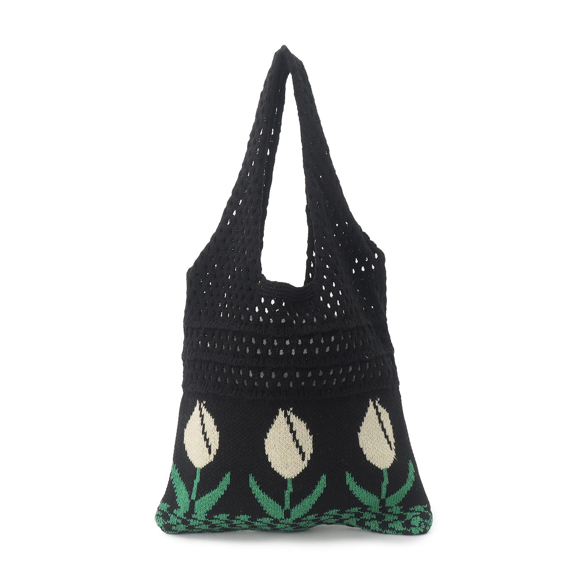 Ober Tashe「チューリップニットバッグ」|トートバッグ|ﾌﾞﾗｯｸ(019)