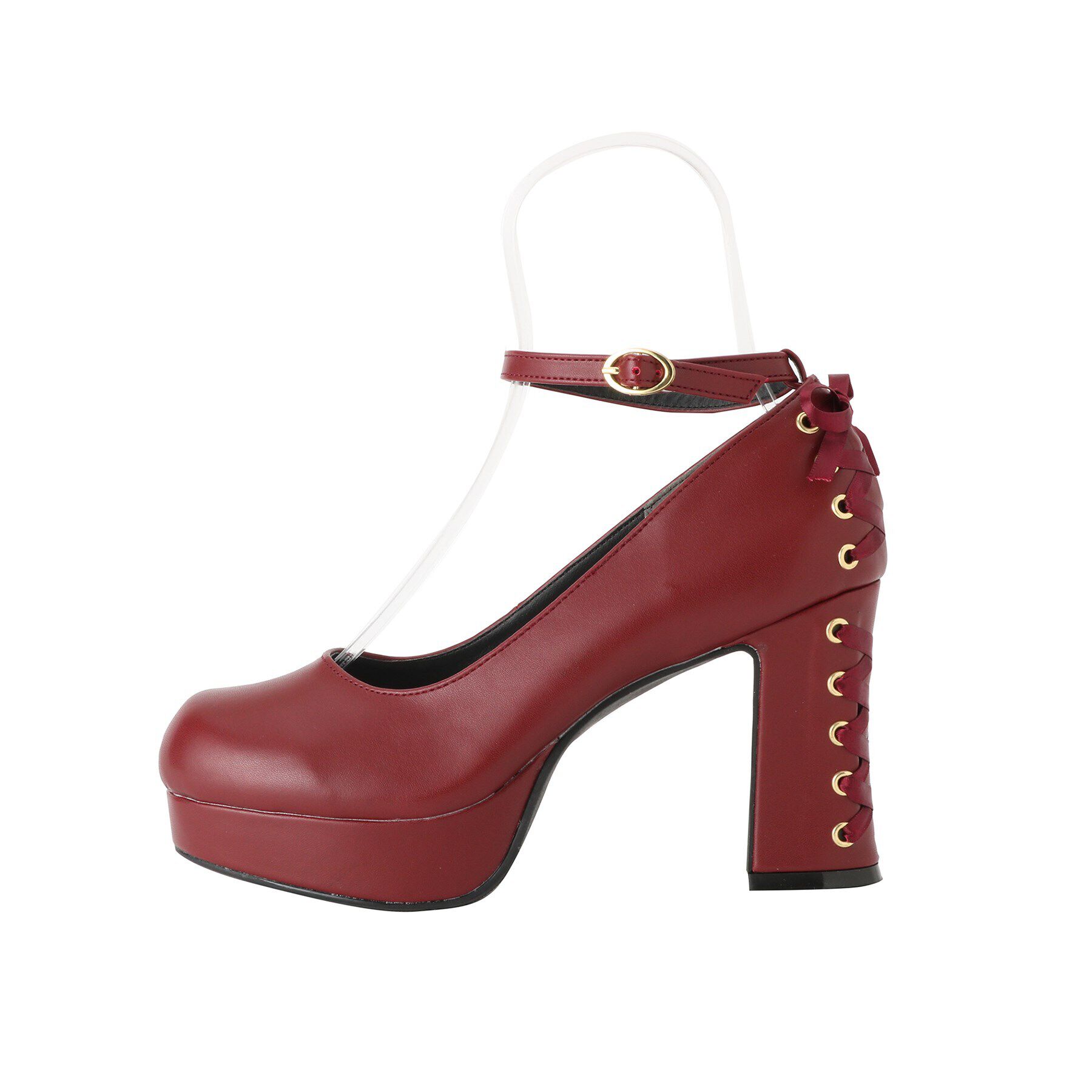 csT&P「厚底ストラップ付リボンレースアップパンプス」|パンプス|