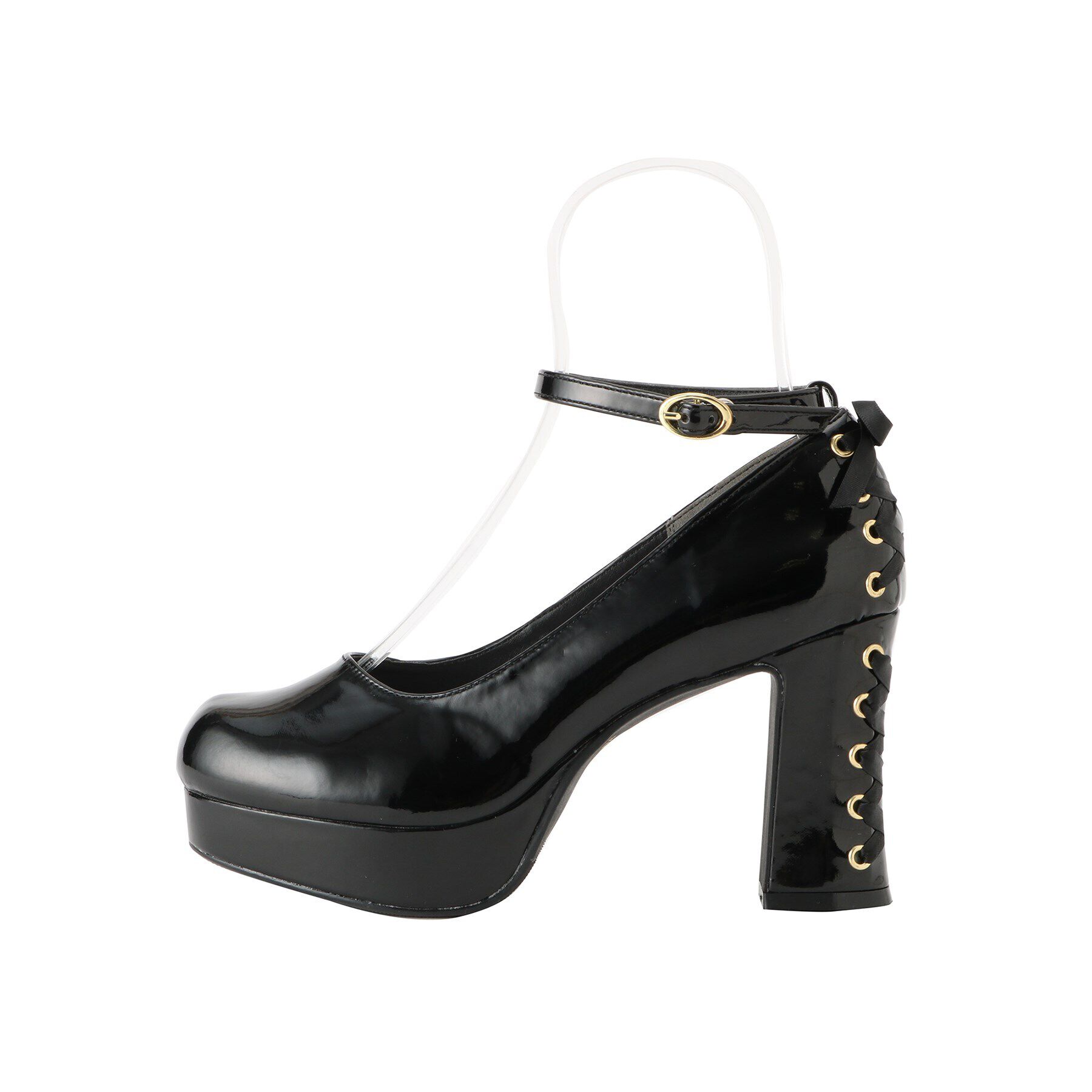 csT&P「厚底ストラップ付リボンレースアップパンプス」|パンプス|