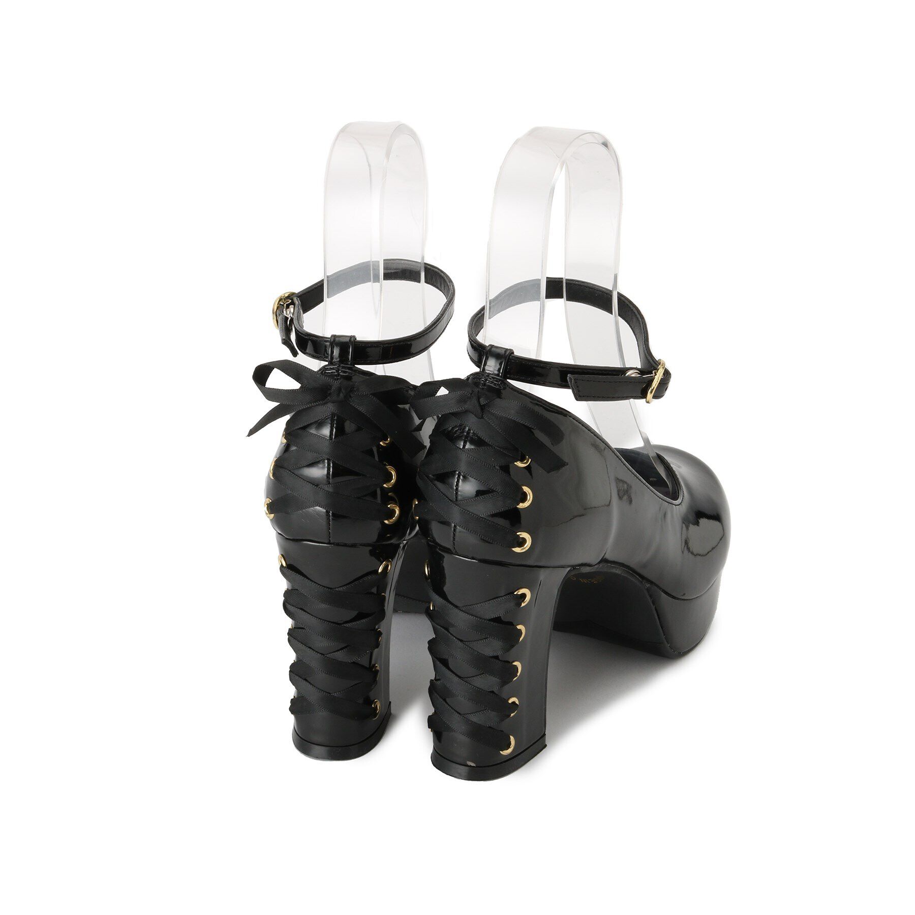 csT&P「厚底ストラップ付リボンレースアップパンプス」|パンプス|