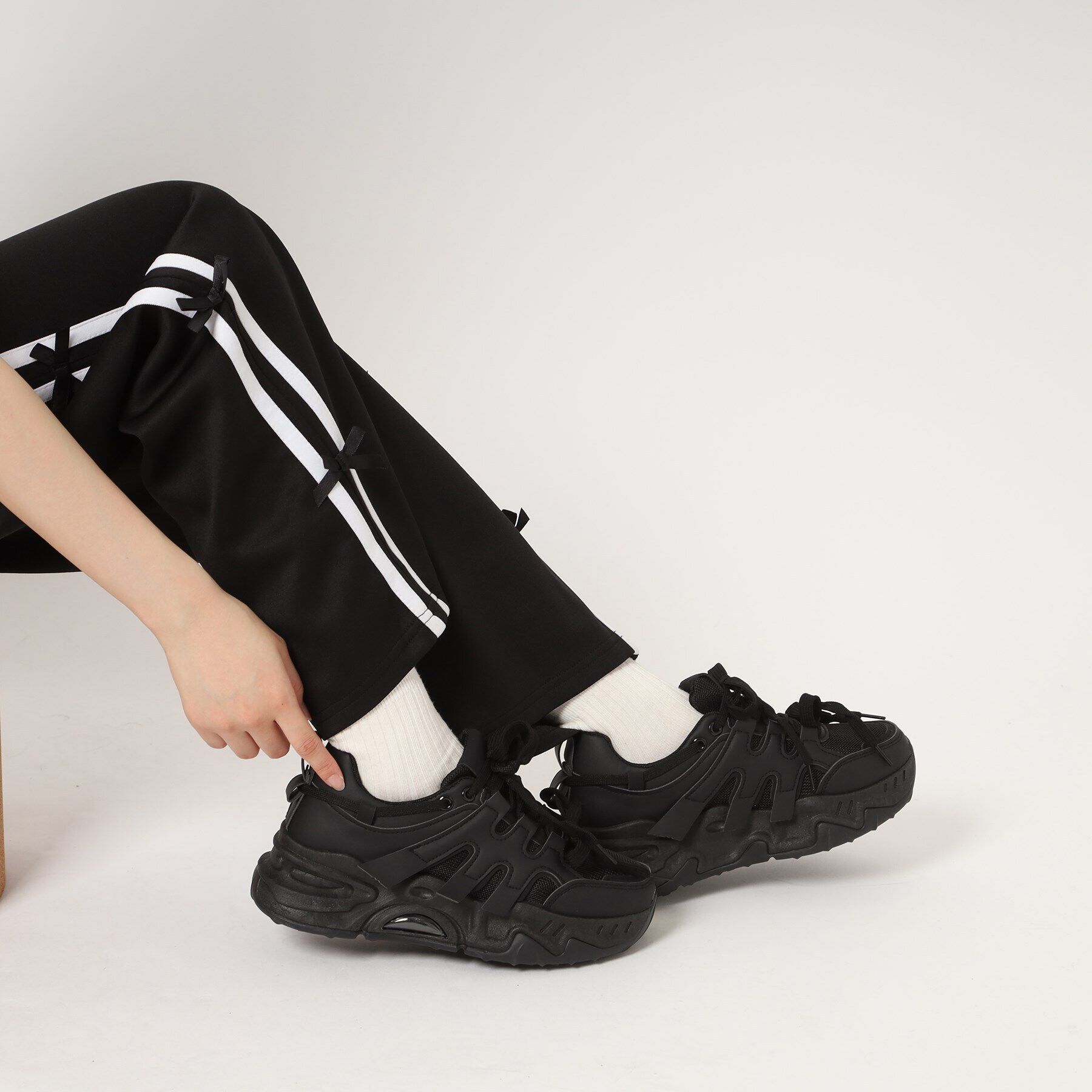 csT&P「韓国ファッションダブルリボンスニーカー」|スニーカー|