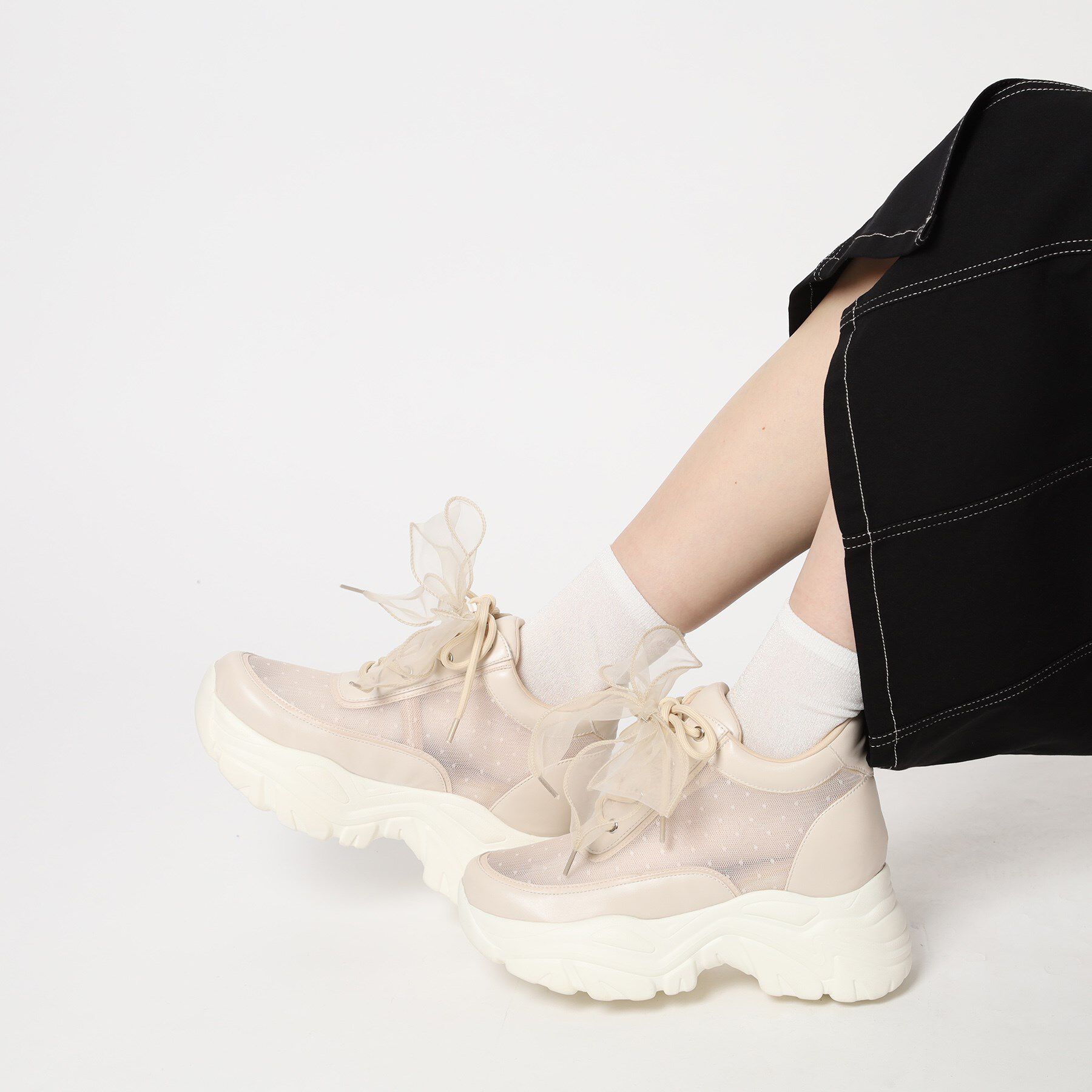 ESPERANZA「きゅんフィットインソールチュールリボンスニーカー」|スニーカー|