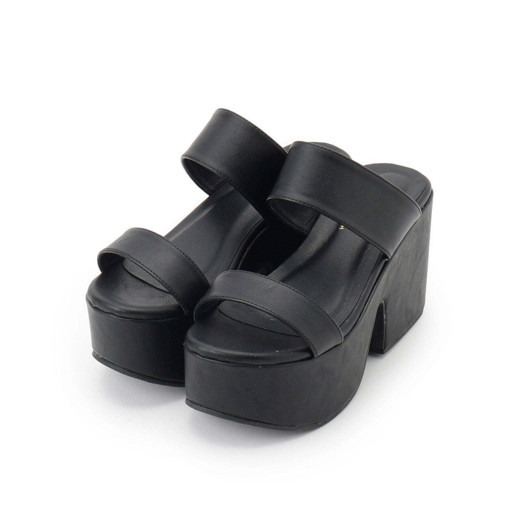 csT&P「厚底ダブルベルトサンダル」|サンダル|ブラック(019)