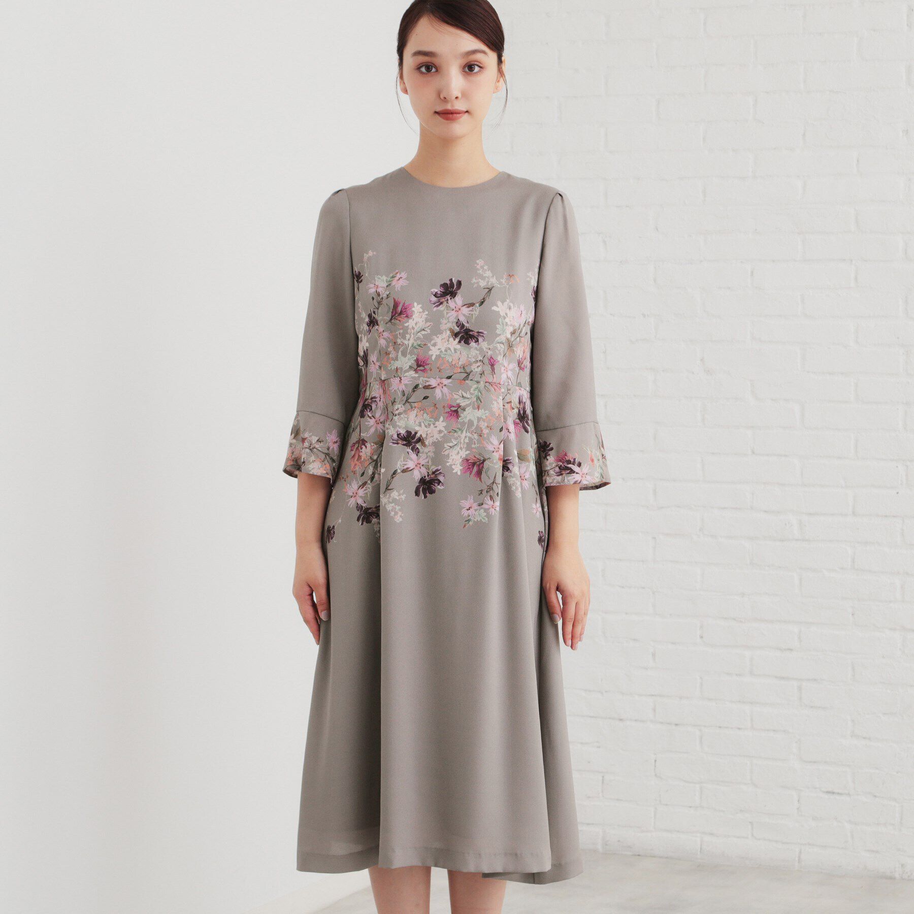 SunaUna「【着るだけでスタイルアップ!／Make bodyシリーズ】パネルプリントワンピース」|ワンピース|