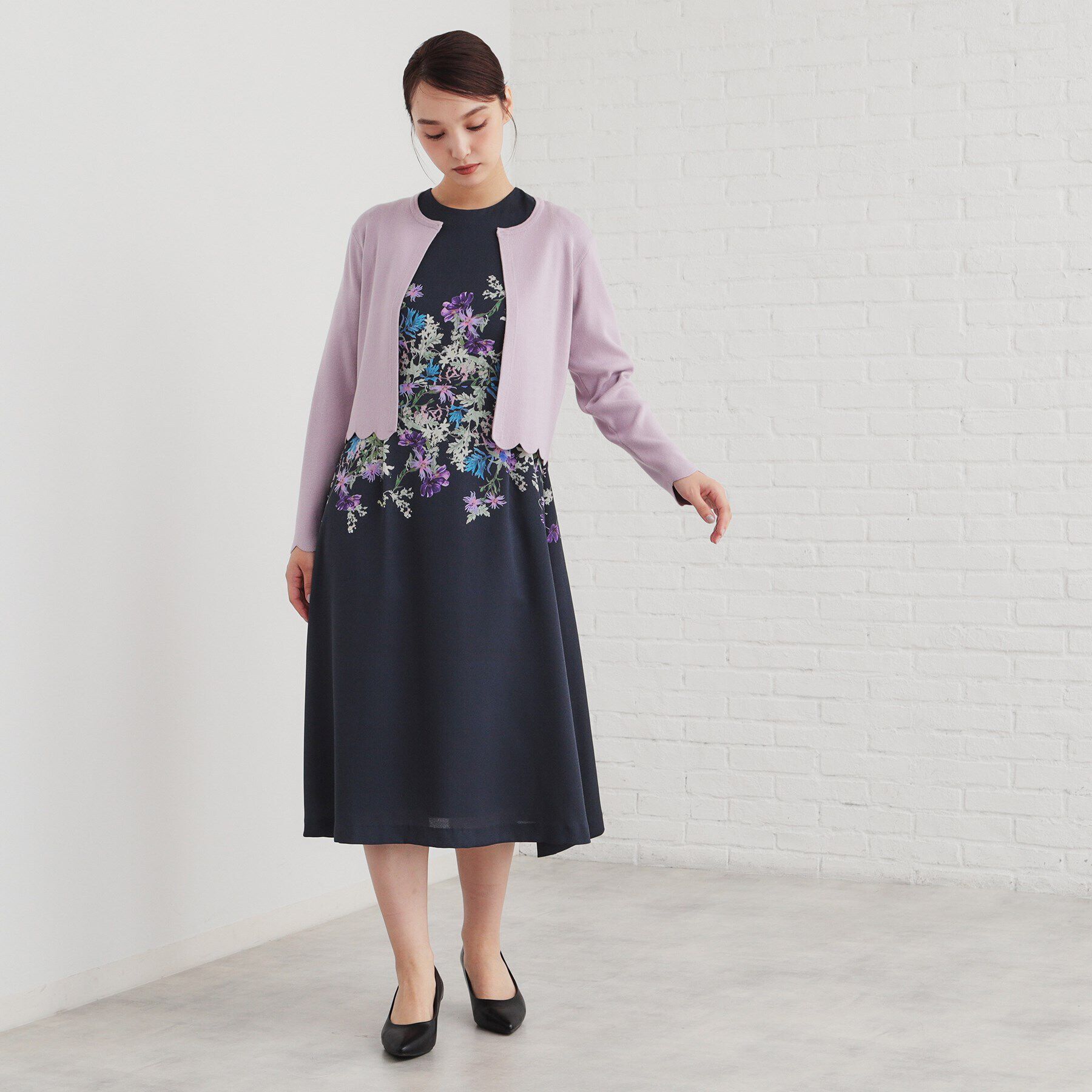 SunaUna「【着るだけでスタイルアップ!／Make bodyシリーズ】パネルプリントワンピース」|ワンピース|