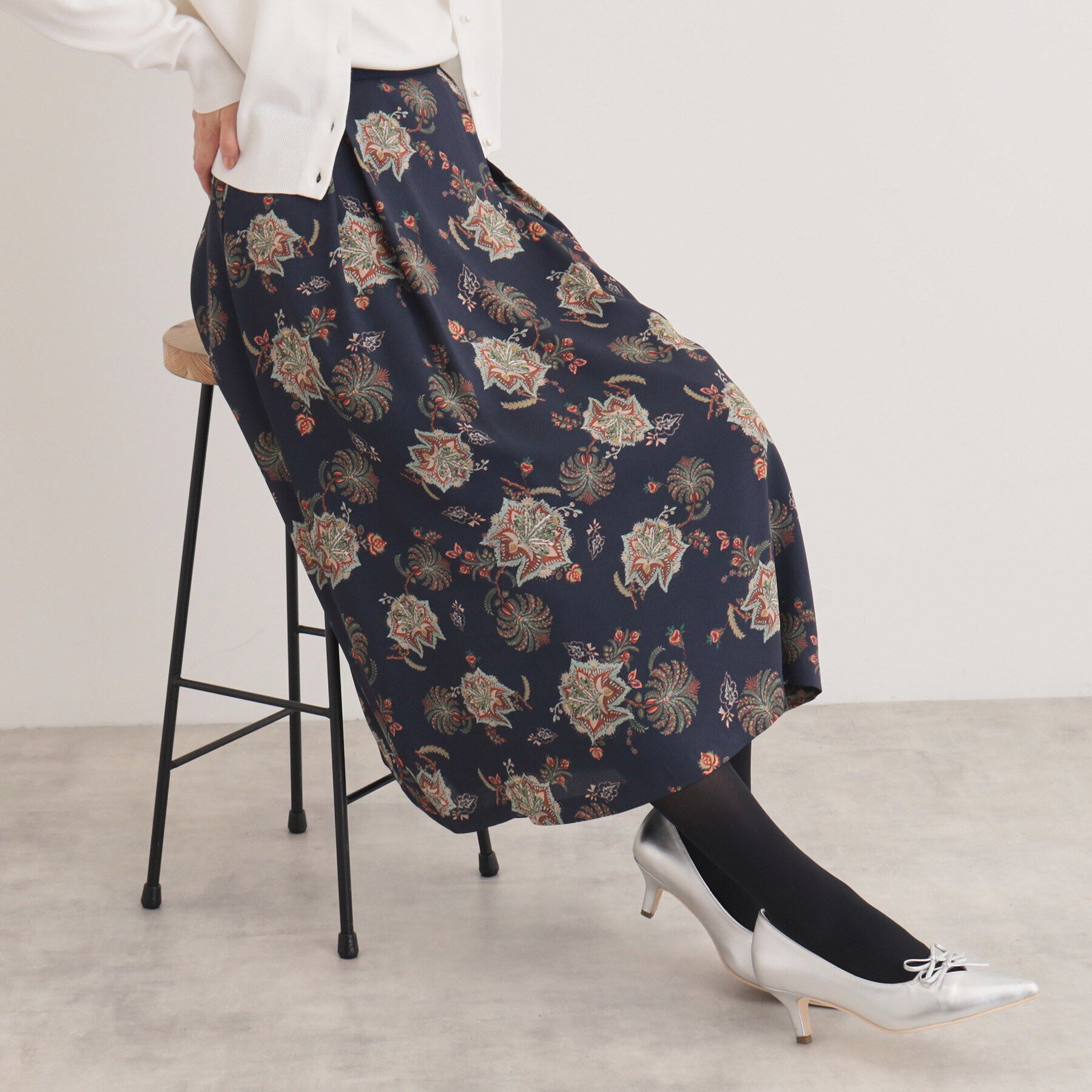 SunaUna「【＆yours project／オリエンタルプリント】フレアスカート」|スカート|ﾈｲﾋﾞｰ(194)