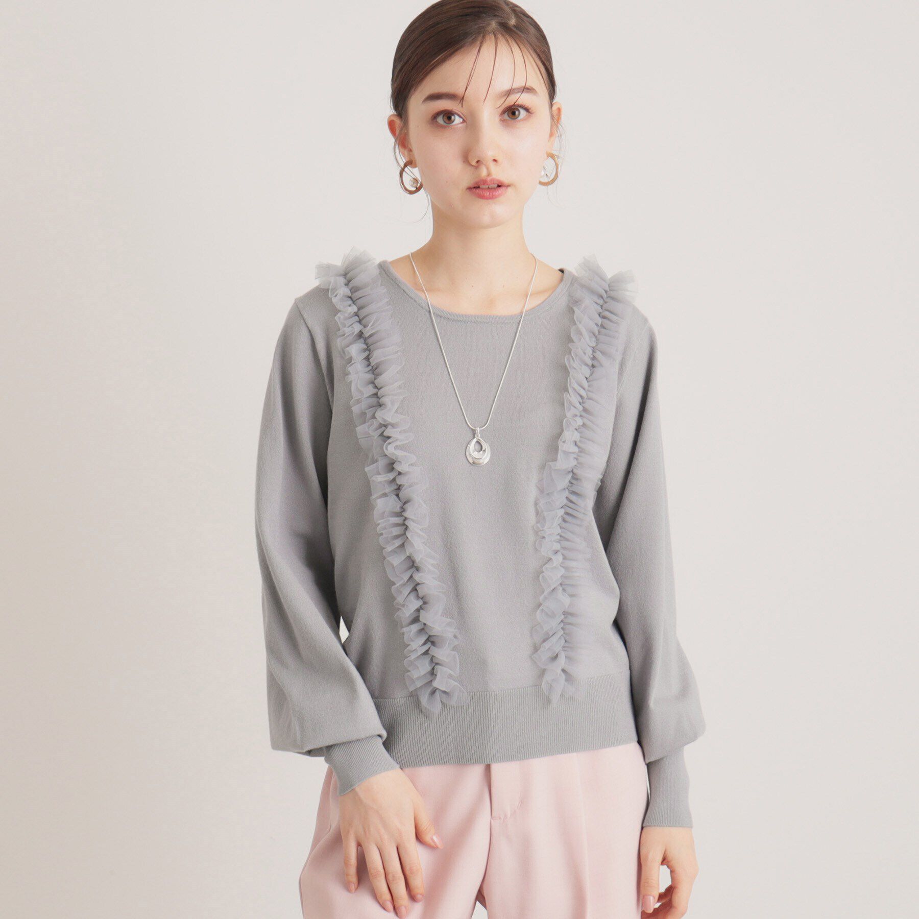 SunaUna「【トレンド/大人フェミニン】前後チュールニット」|ニット・セーター|