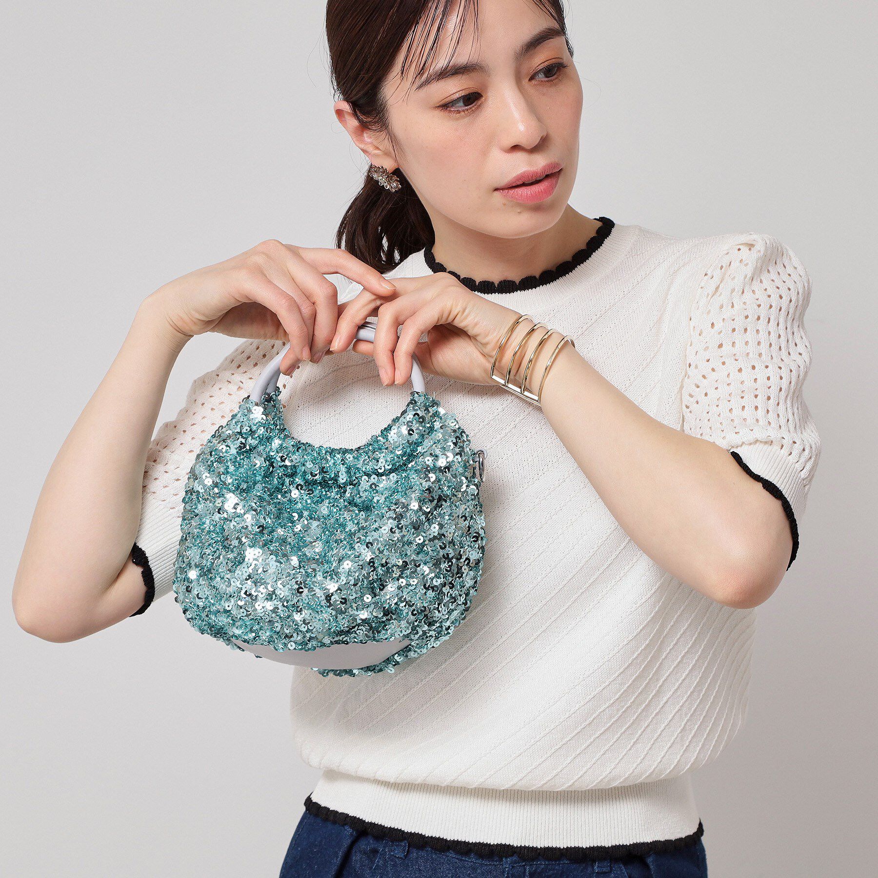 SunaUna「【華やか／スパンコール】丸形バッグ」|トートバッグ|