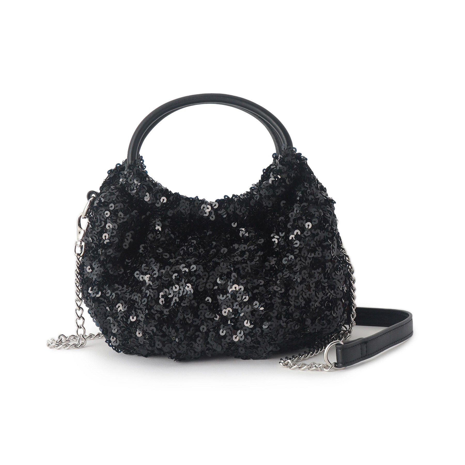 SunaUna「【華やか／スパンコール】丸形バッグ」|トートバッグ|ブラック(019)