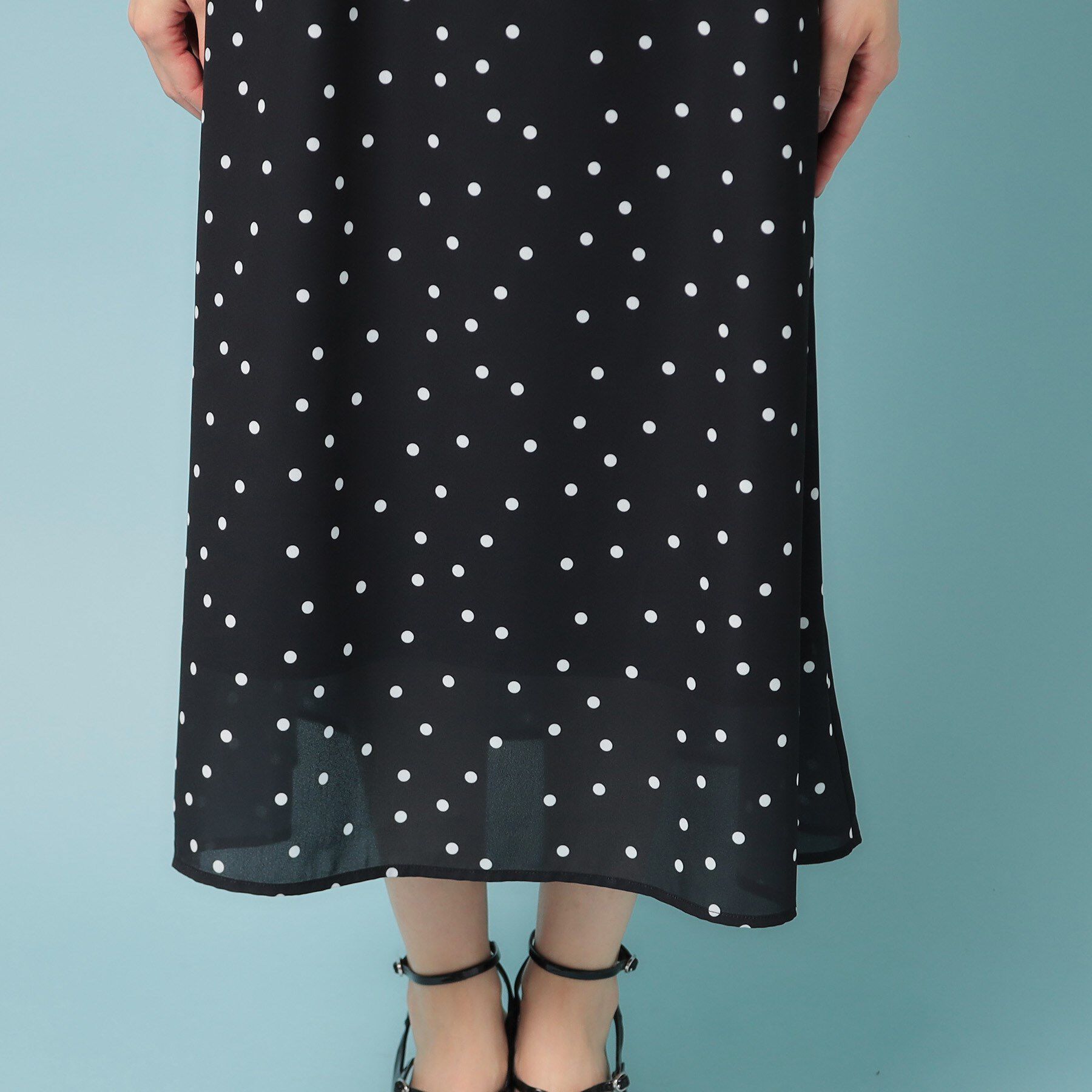 SunaUna「【袖ラッフル／S～L】ドットワンピース」|ワンピース|