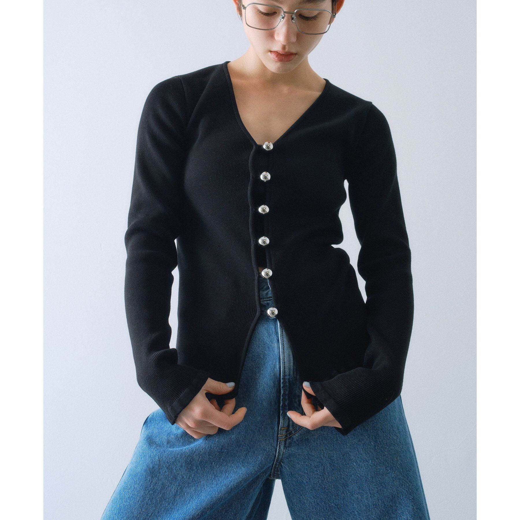 CODE A「metal buttons knit cardigan」|カーディガン|
