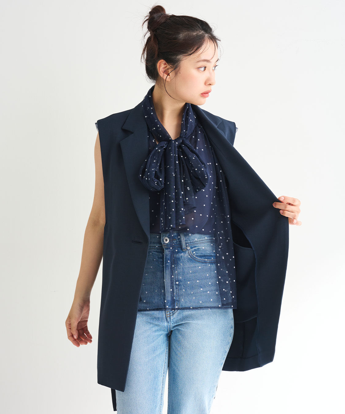 COCO DEAL「デザインボタンサイドリボンジレ」|ベスト・ジレ|