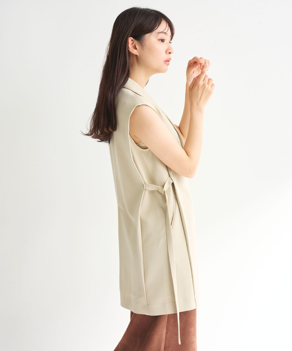 COCO DEAL「デザインボタンサイドリボンジレ」|ベスト・ジレ|