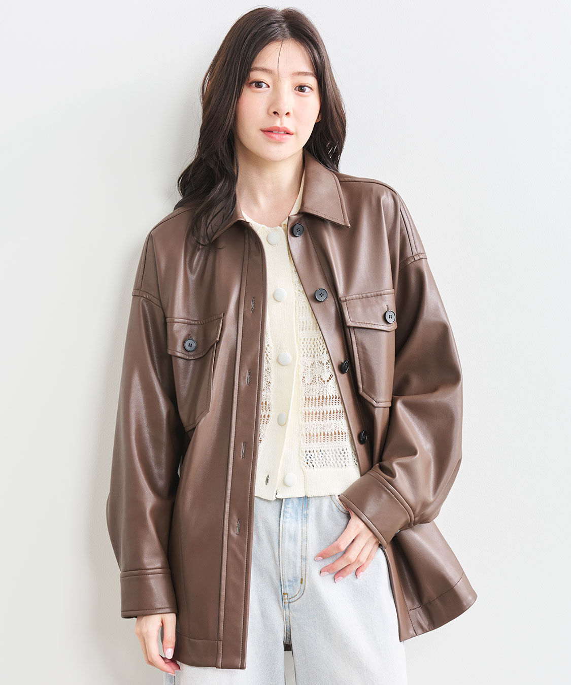 COCO DEAL「レース編みニットシャツ」|シャツ・ブラウス|