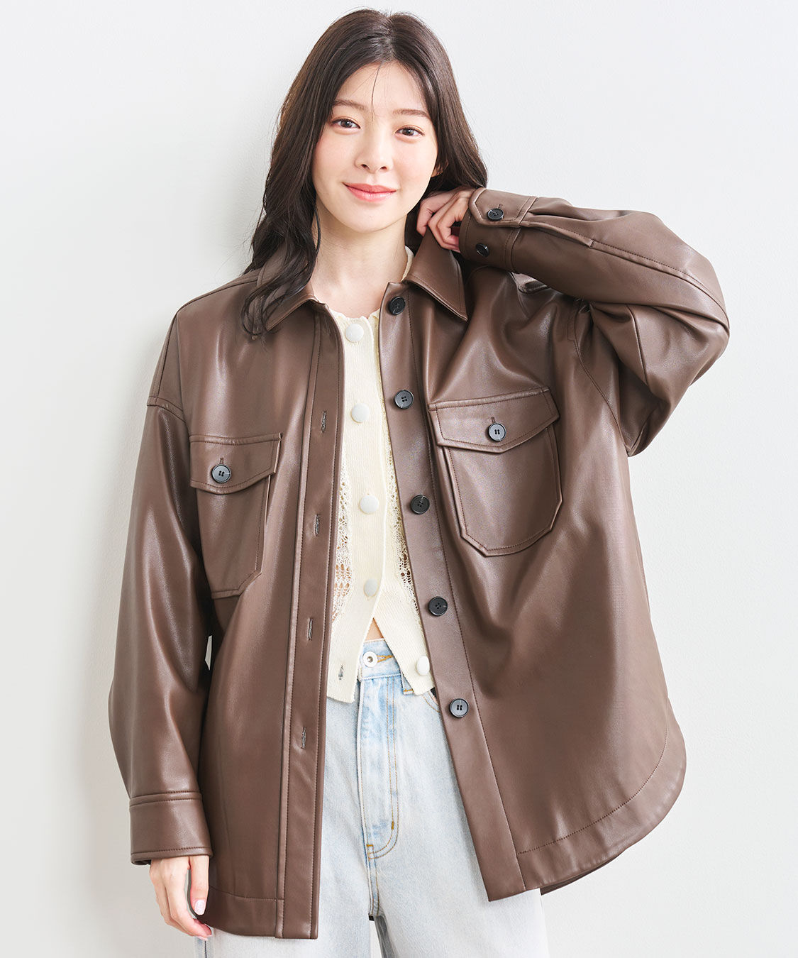 COCO DEAL「レース編みニットシャツ」|シャツ・ブラウス|