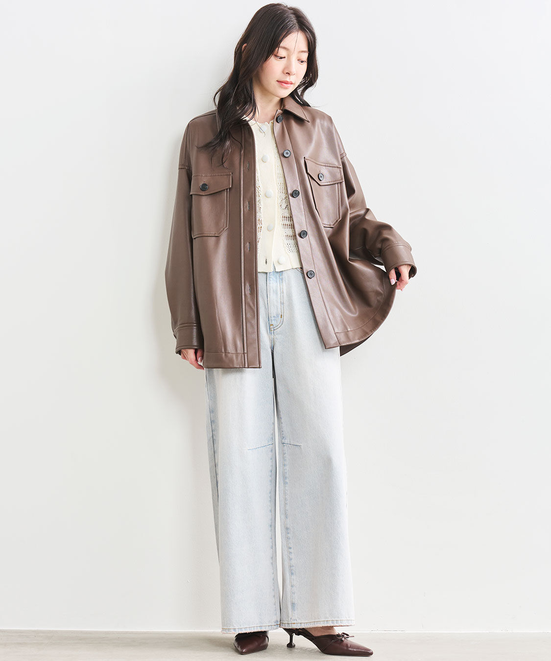 COCO DEAL「レース編みニットシャツ」|シャツ・ブラウス|