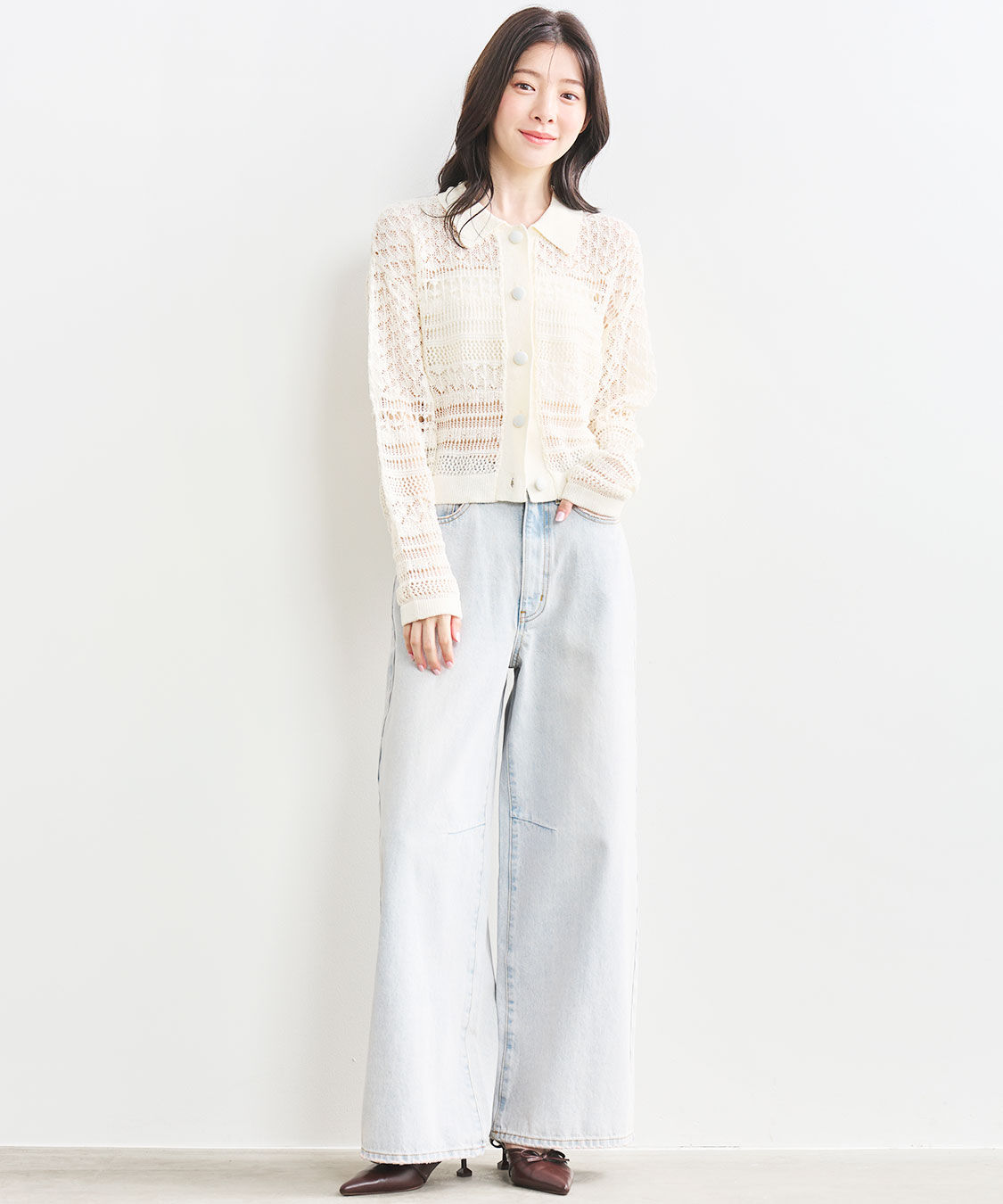 COCO DEAL「レース編みニットシャツ」|シャツ・ブラウス|