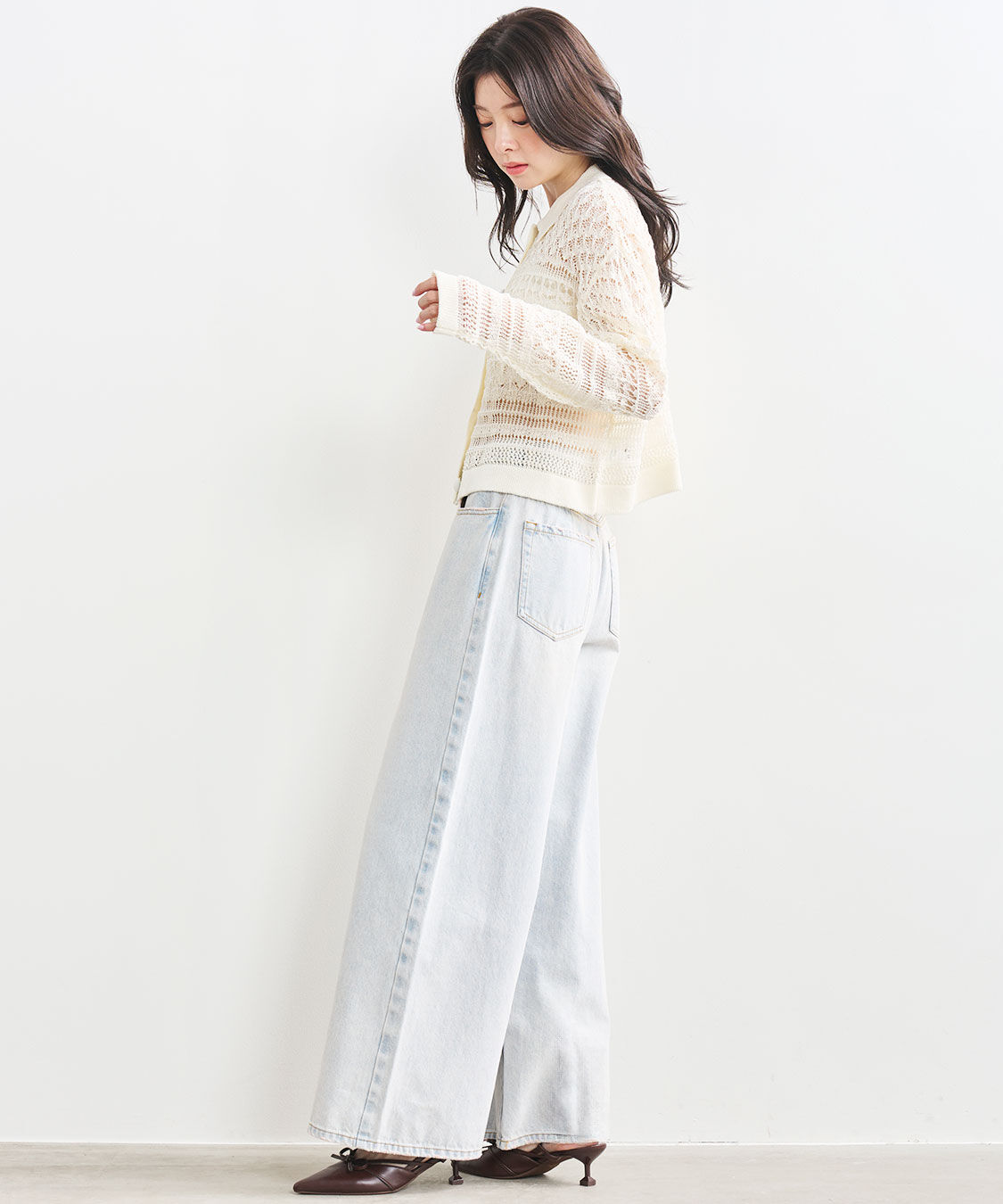 COCO DEAL「レース編みニットシャツ」|シャツ・ブラウス|