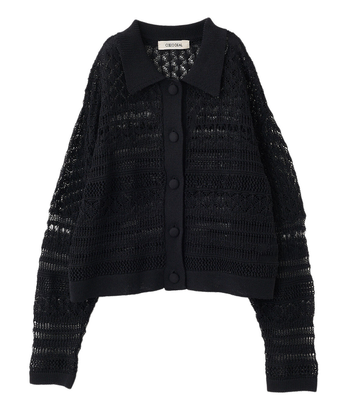 COCO DEAL「レース編みニットシャツ」|シャツ・ブラウス|ブラック