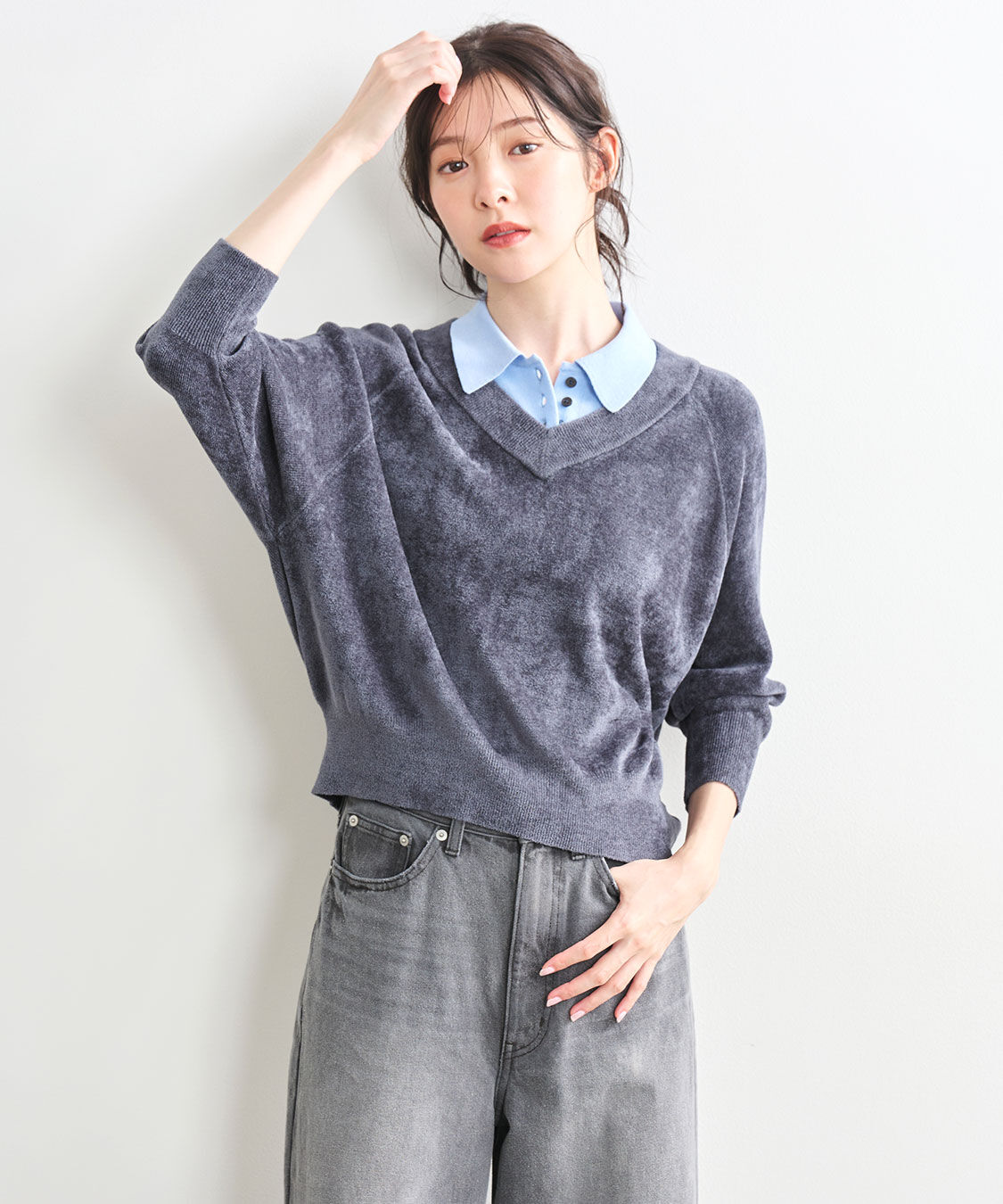 COCO DEAL「レイヤード風ポロ衿ニット」|ポロシャツ|