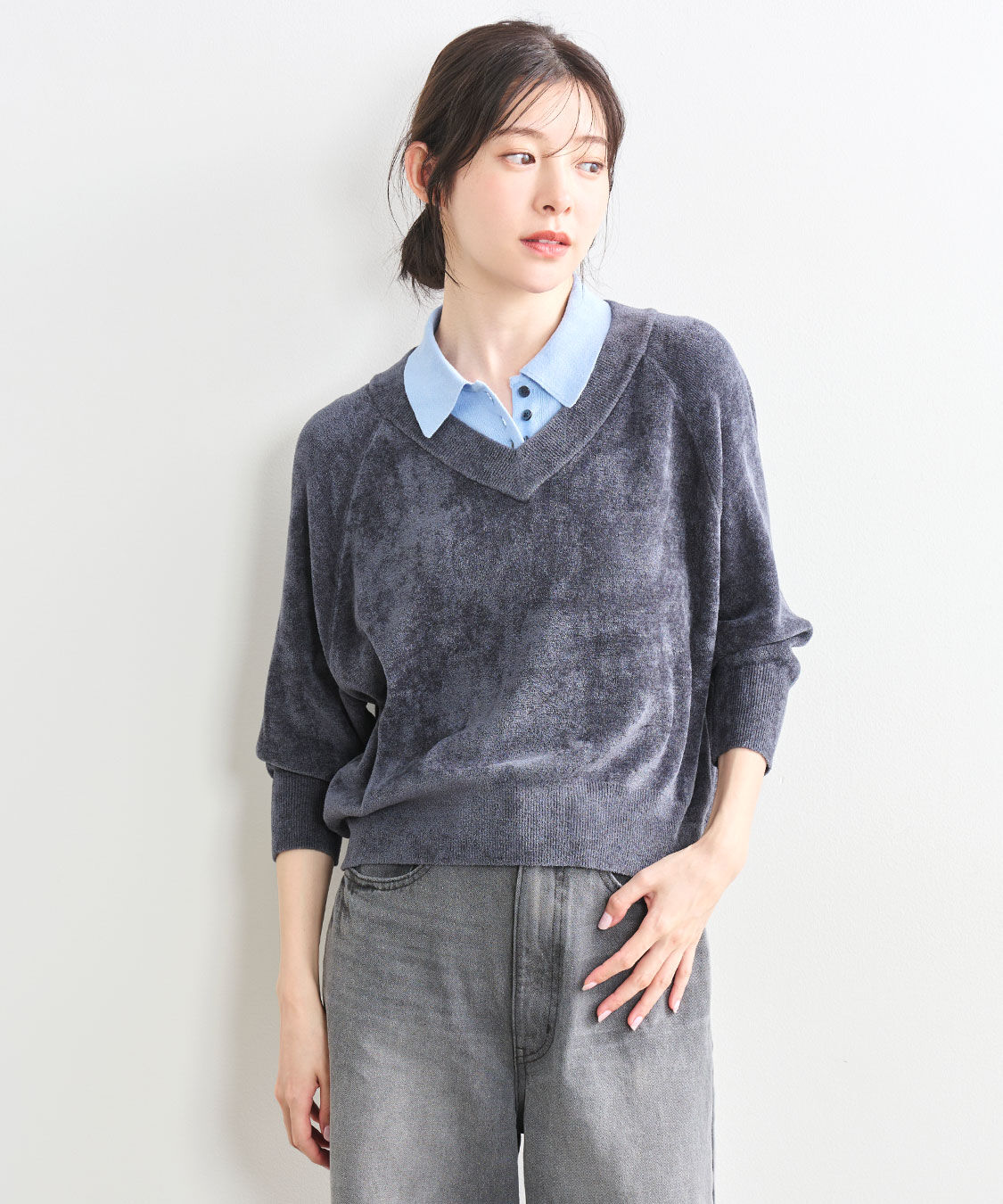 COCO DEAL「レイヤード風ポロ衿ニット」|ポロシャツ|