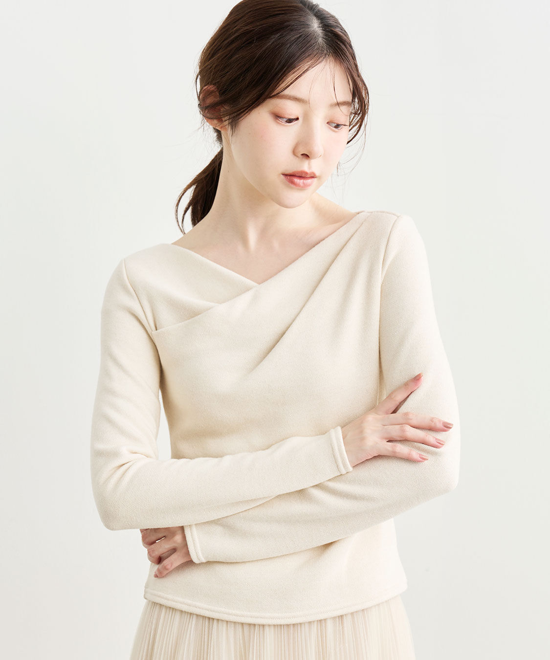 COCO DEAL「アシメネックオフショルダーカットソー」|Tシャツ・カットソー|