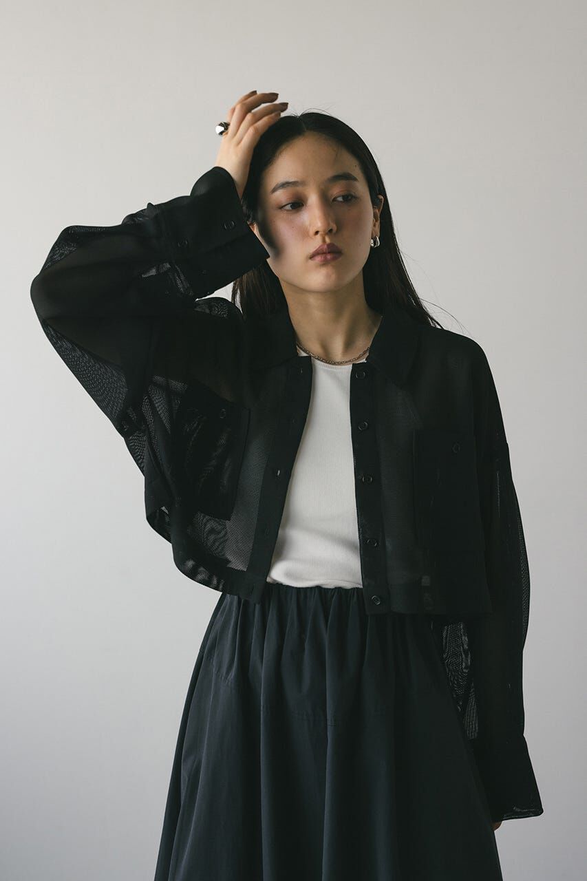 STYLEMIXER「ワイドスリーブメッシュショートシャツ」|シャツ・ブラウス|