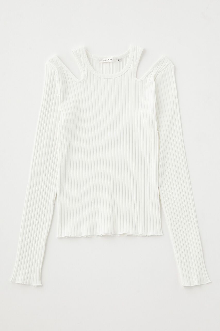 MOUSSY「CUT OUT RIB トップス」|Tシャツ・カットソー|WHT
