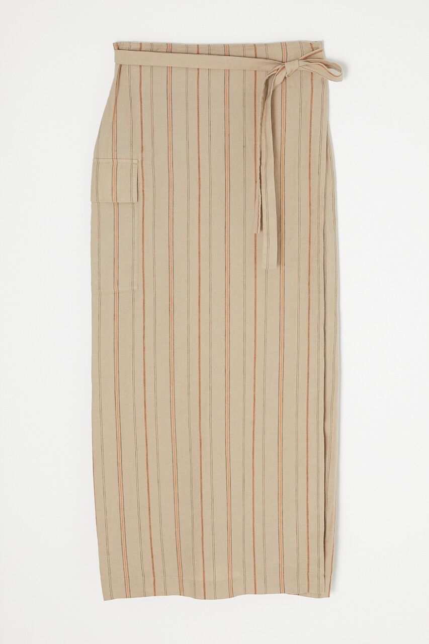 MOUSSY「LINEN STRIPED WRAP スカート」|スカート|柄BEG5