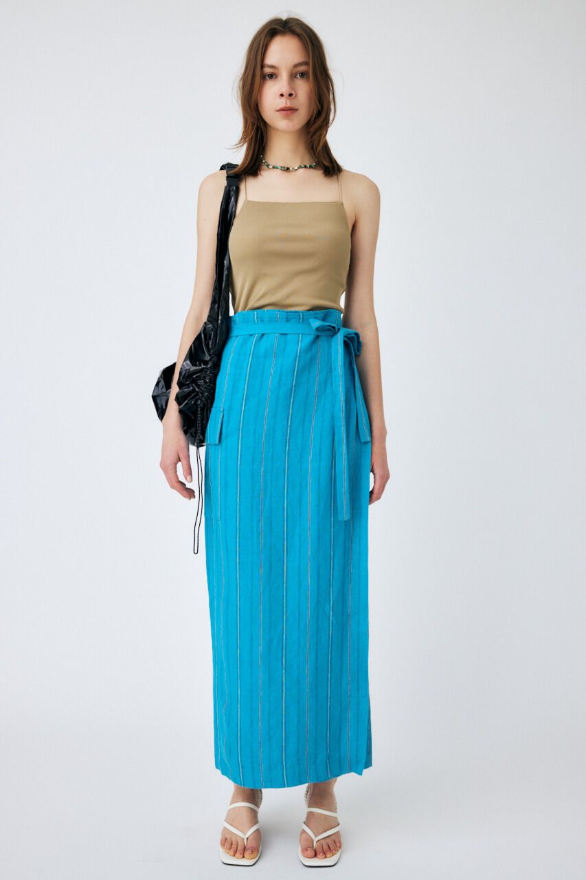 MOUSSY「LINEN STRIPED WRAP スカート」|スカート|柄TQ5
