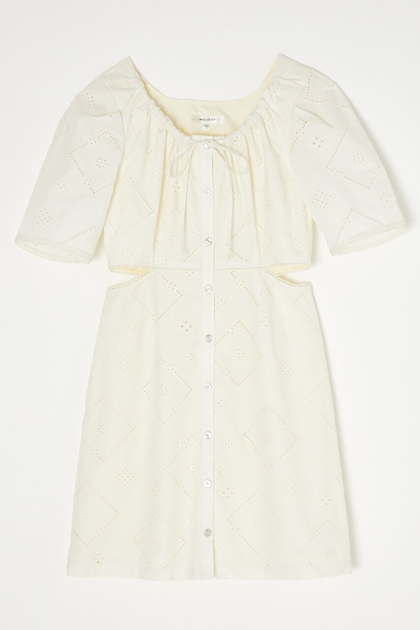 MOUSSY「SIDE SLIT EYELET MINI ドレス」|ワンピース|O/WHT1