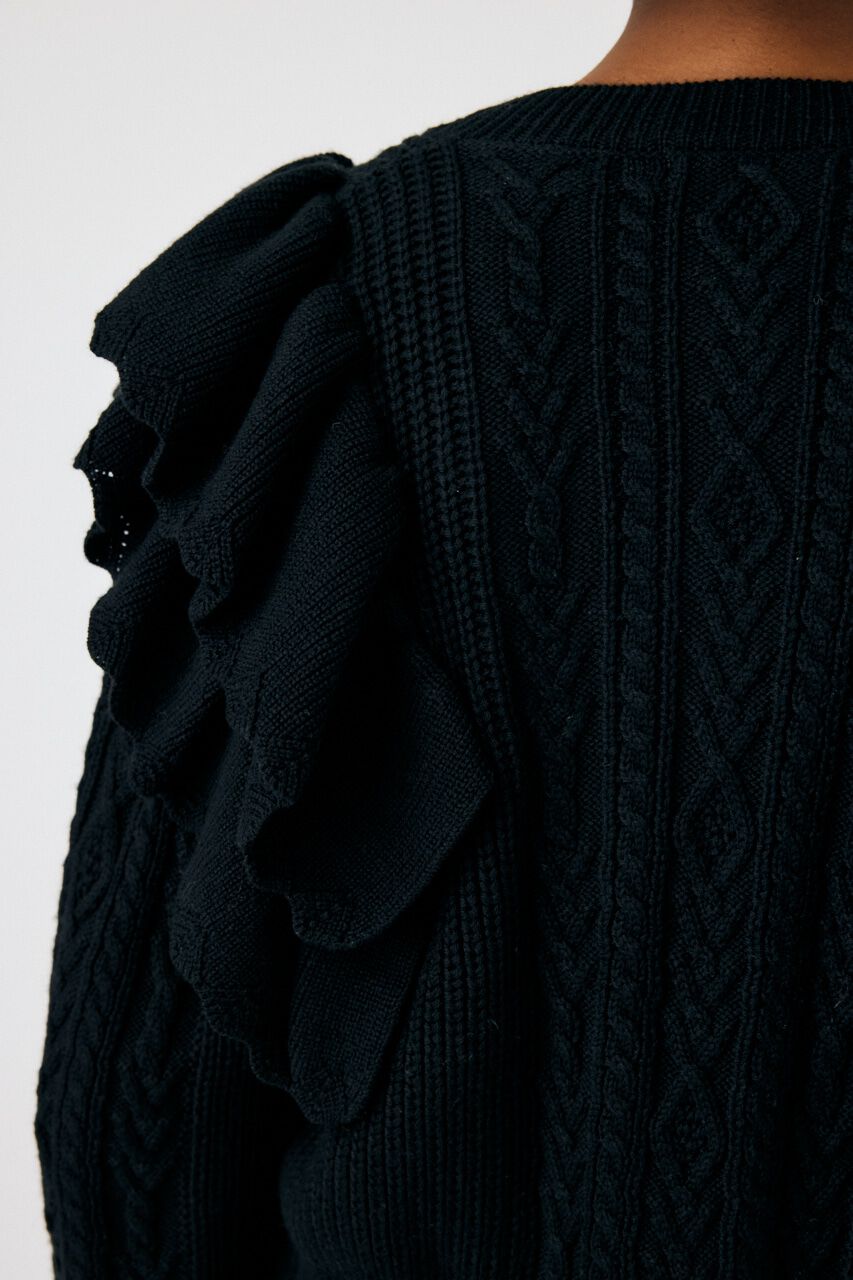 MOUSSY「F／PEARL BUTTON STAND FRILL カーディガン」|ニット・セーター|