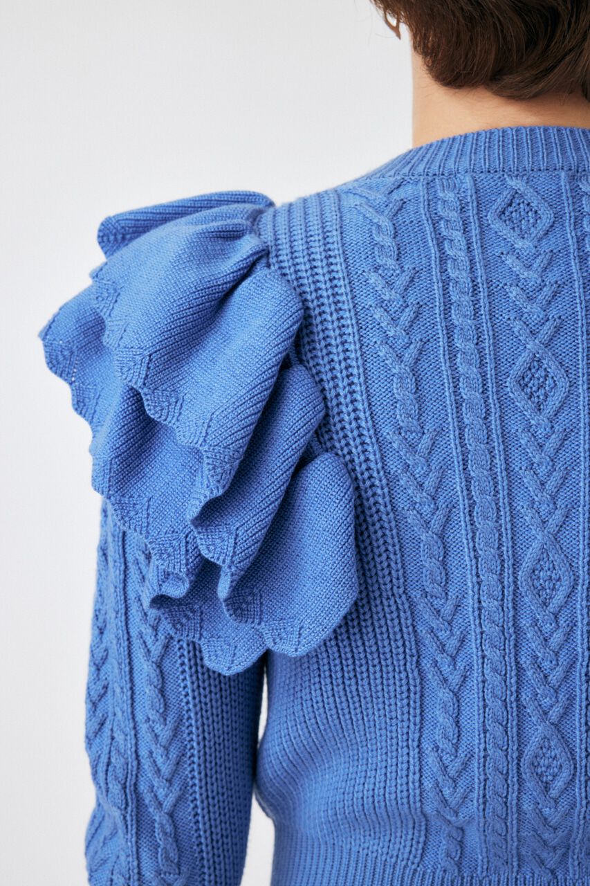 MOUSSY「F／PEARL BUTTON STAND FRILL カーディガン」|ニット・セーター|