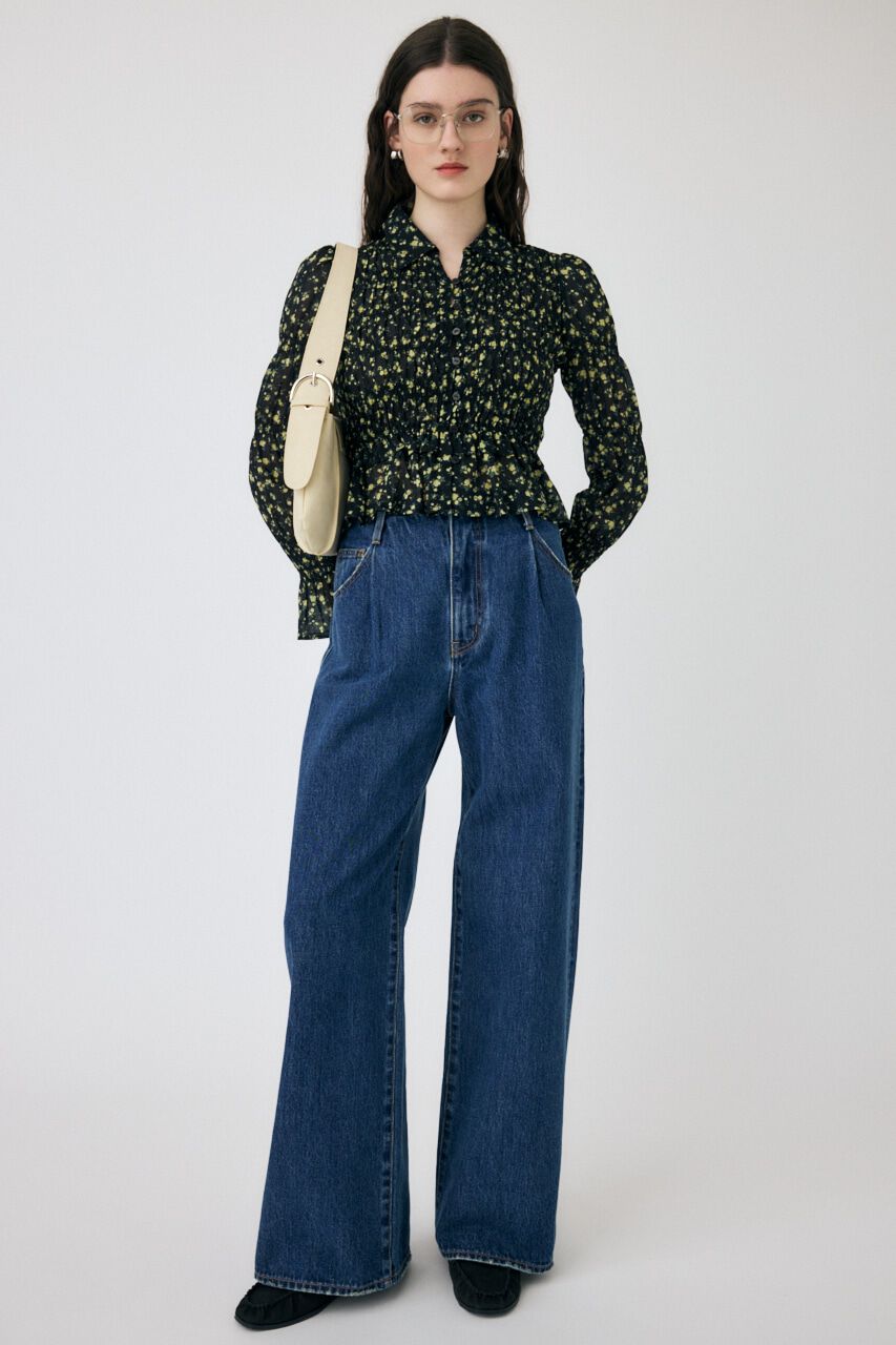 MOUSSY「SHIRRING FLORAL フィットシャツ」|シャツ・ブラウス|
