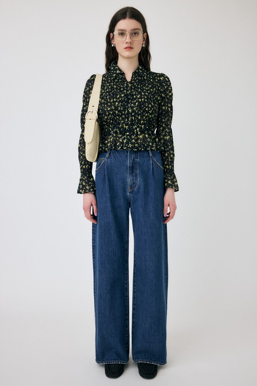MOUSSY「SHIRRING FLORAL フィットシャツ」|シャツ・ブラウス|