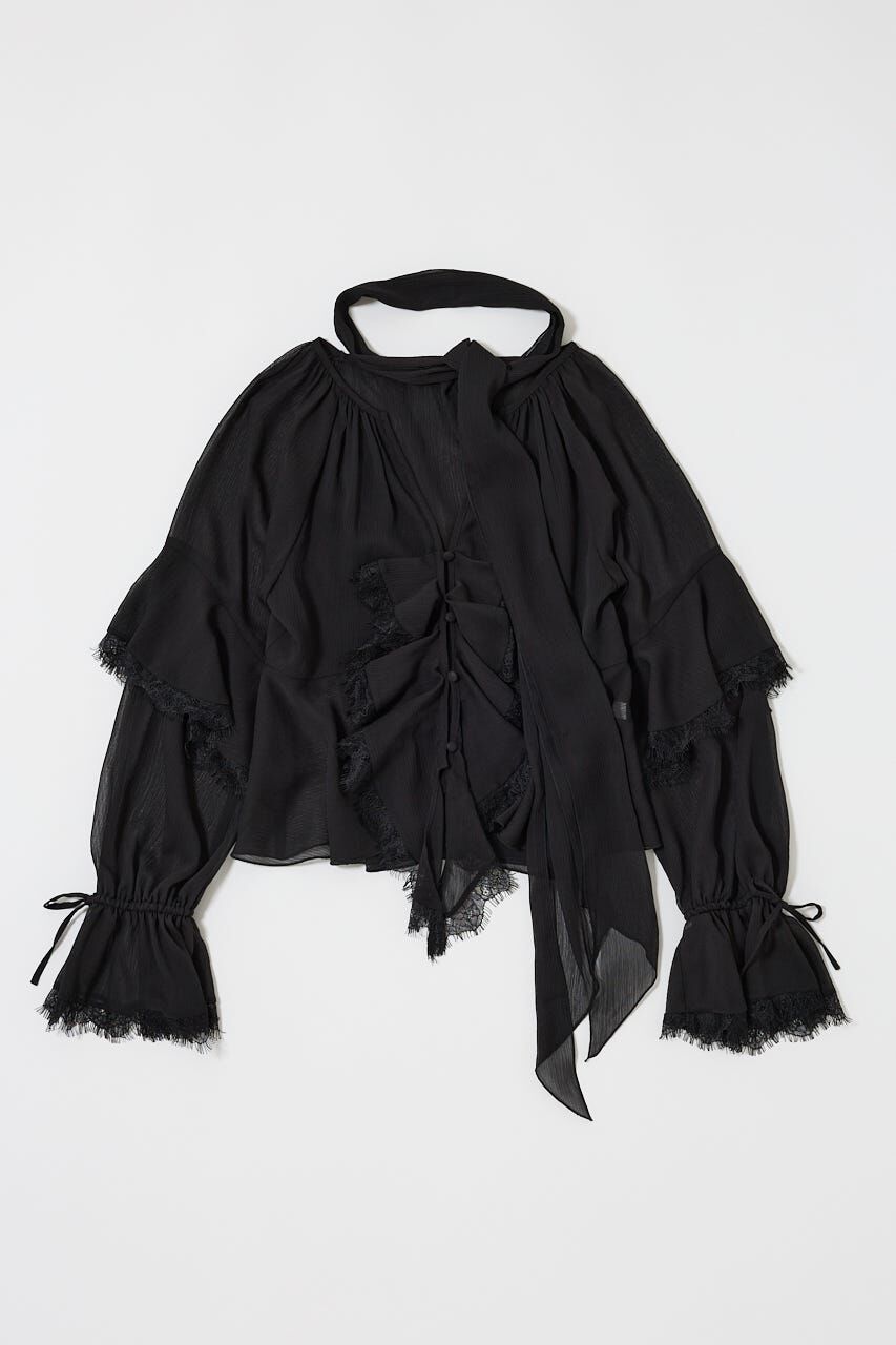 MOUSSY「LACE TRIM TIE ブラウス」|シャツ・ブラウス|