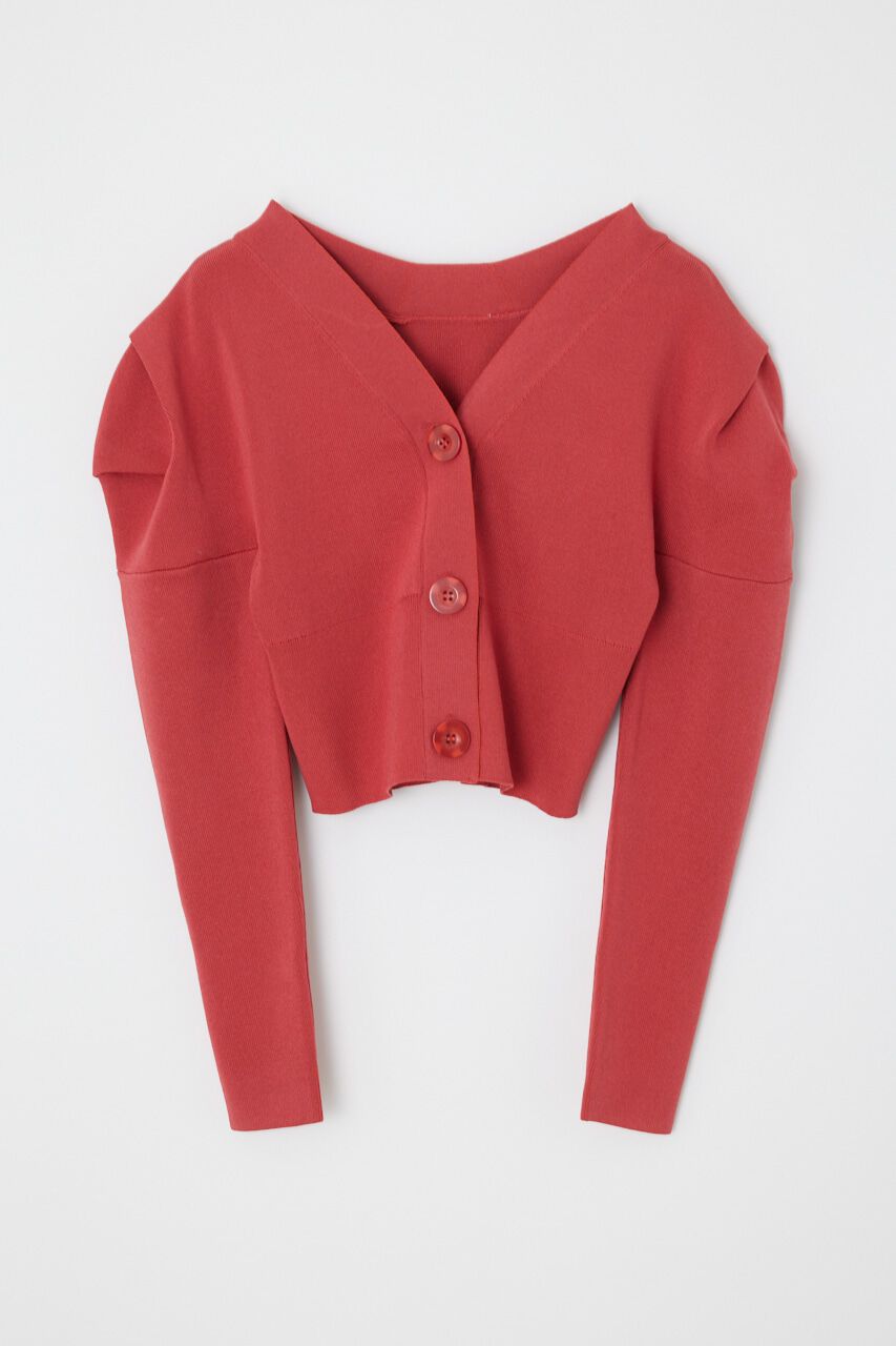 rienda「2WAYショルダータックボリュームカーデTOP」|ニット・セーター|RED